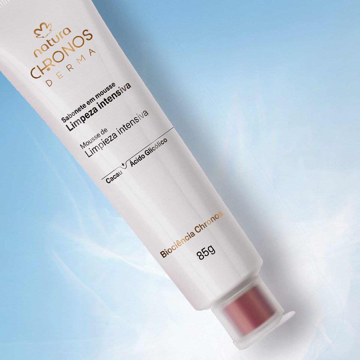 Sabonete Em Mousse Limpeza Intensiva Chronos Derma 85 G 3 Sabonete Facial Chronos Derma com textura mousse