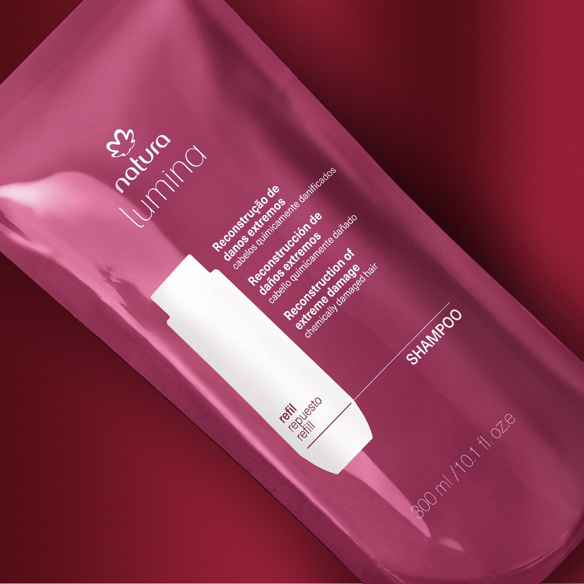 Refil Shampoo Reestruturante Para Cabelos Quimicamente Danificados Lumina 3 Refil Shampoo Reestruturante para Reconstrução de Danos Extremos