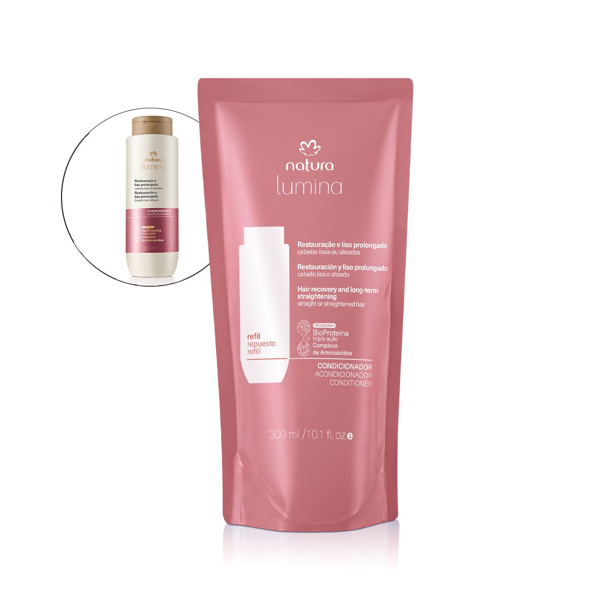 Refil Condicionador Lumina Restaurador Para Restauracao E Liso Prolongado 300 ml 3 Refil Condicionador Lumina Restaurador para Restauração e Liso Prolongado