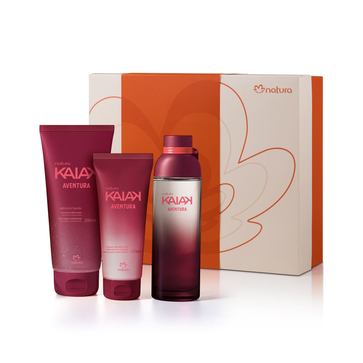 Presente Natura Kaiak Aventura Feminino 3 Produtos 5 Kit completo Presente Natura Kaiak Aventura Feminino 3 Produtos