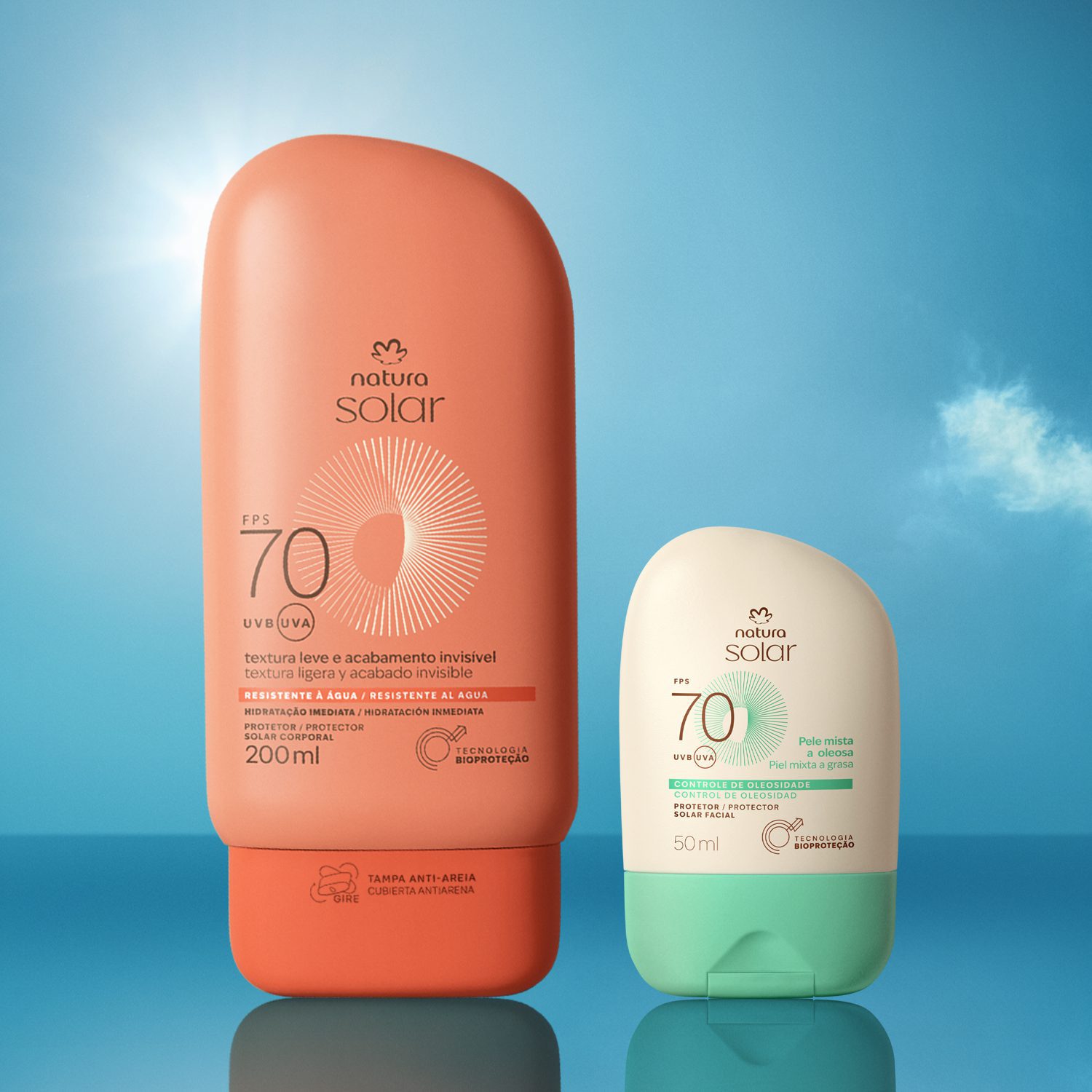 Kit Protetor Solar Facial Pele Mista a Oleosa e Protetor Solar Corporal FPS 70 Natura Solar 4 Kit Protetor Solar Facial Pele Mista a Oleosa e Protetor Solar Corporal FPS 70 Natura Solar