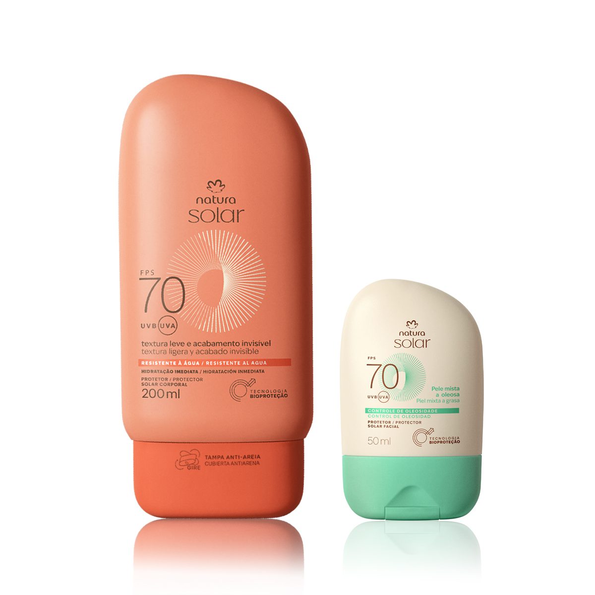 Kit Protetor Solar Facial Pele Mista a Oleosa e Protetor Solar Corporal FPS 70 Natura Solar 3 Kit Protetor Solar Facial Pele Mista a Oleosa e Protetor Solar Corporal FPS 70 Natura Solar