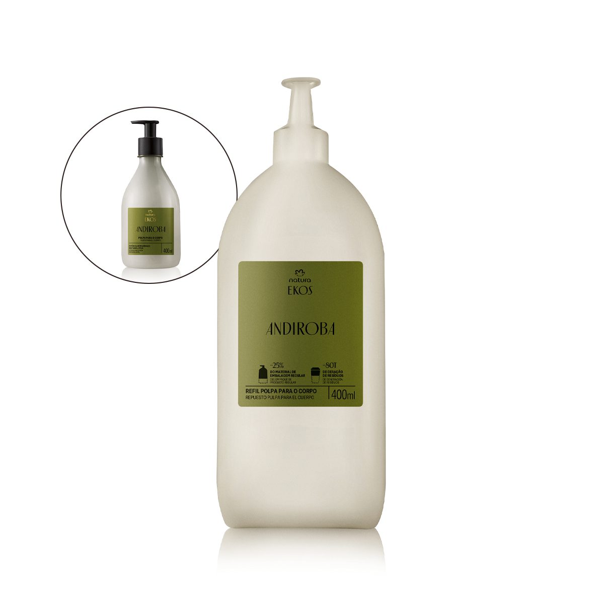 Refil Polpa Desodorante Hidratante Para O Corpo Ekos Andiroba 400 ml 3 Refil Polpa Desodorante Hidratante para o Corpo Ekos Andiroba