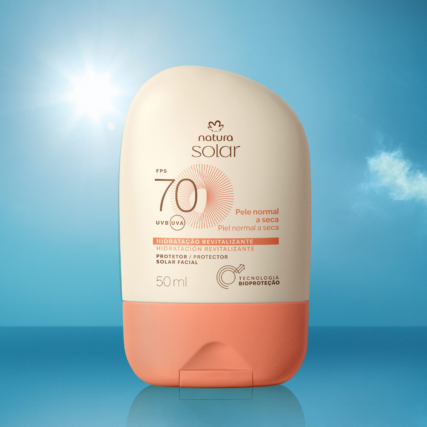 Protetor Solar Facial Pele Normal a Seca FPS 70 Natura Solar