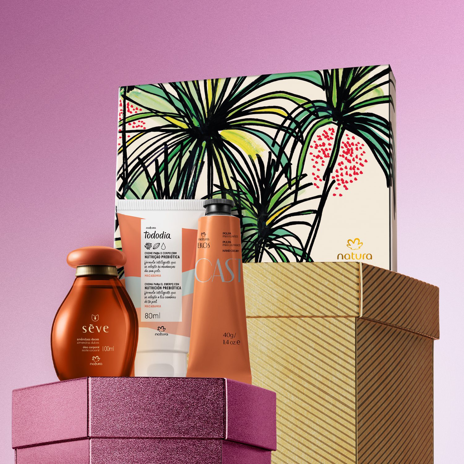 Presente Natura Queridinhos - creme, óleo e polpa para mãos