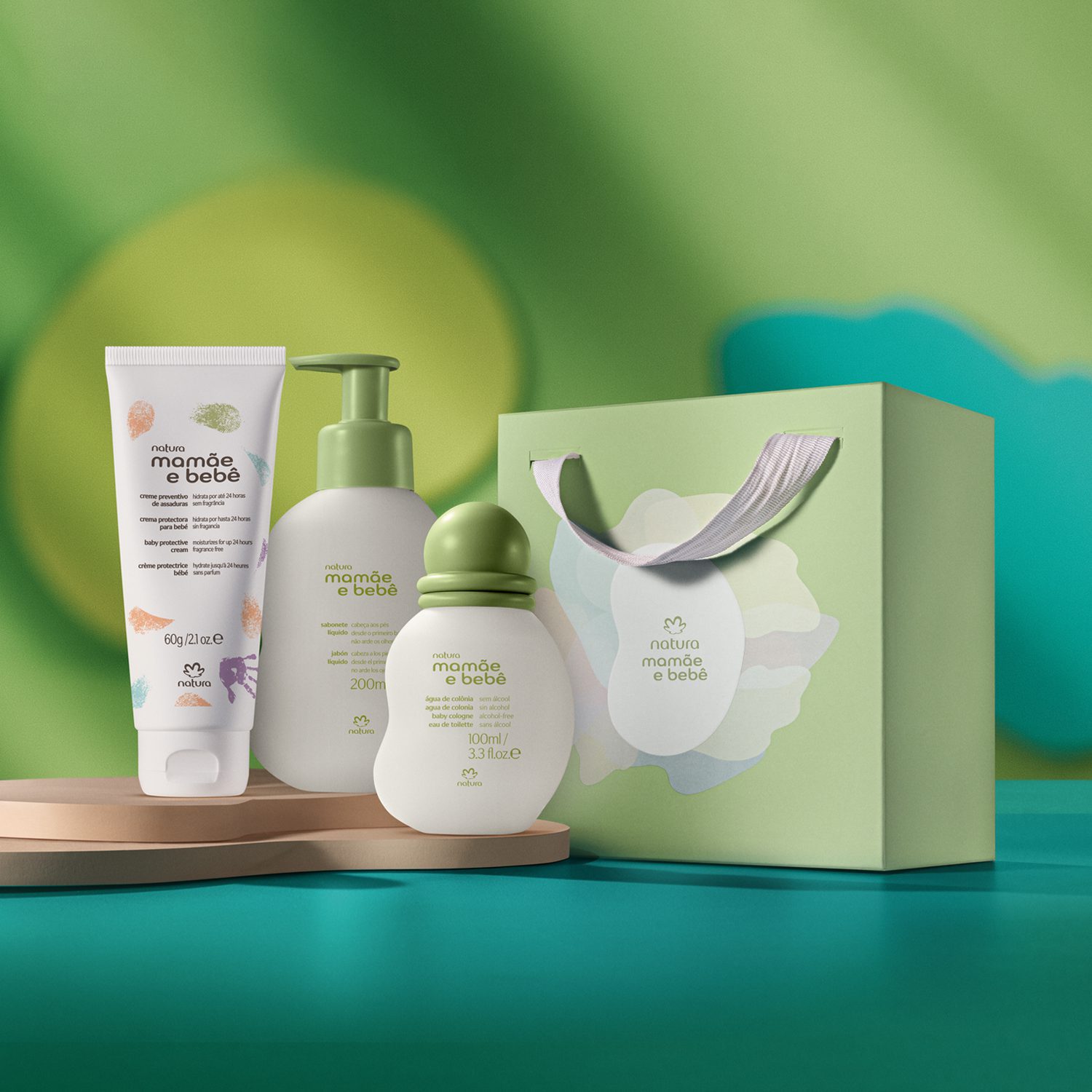 Presente Natura Mamãe e Bebê Momento Chá de Bebê (3 produtos) 3 Natura Mamãe e Bebê Momento Chá de Bebê caixinha especial