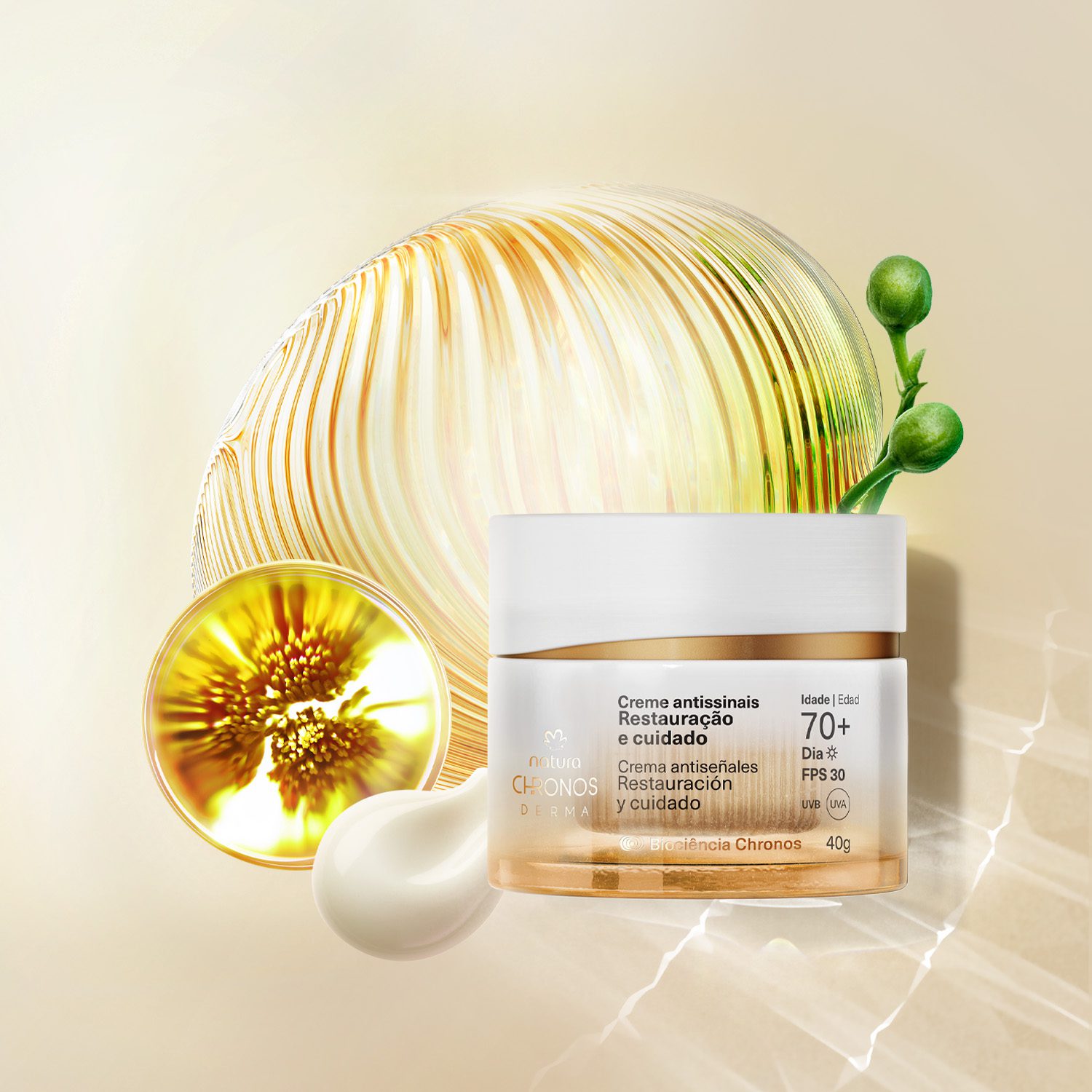 Creme Antissinais Restauracao E Cuidado 70 Dia Chronos Derma 40 G 4 Creme Antissinais Chronos Derma 70+