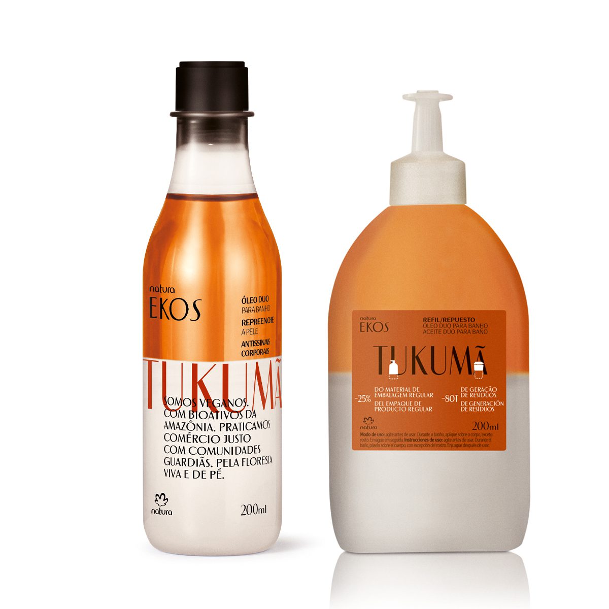 Kit Oleo Bifasico Desodorante Corporal Ekos Tukuma Com Refil 200 ml 2 Produtos 3 Óleo Bifásico Ekos Tukumã Texture
