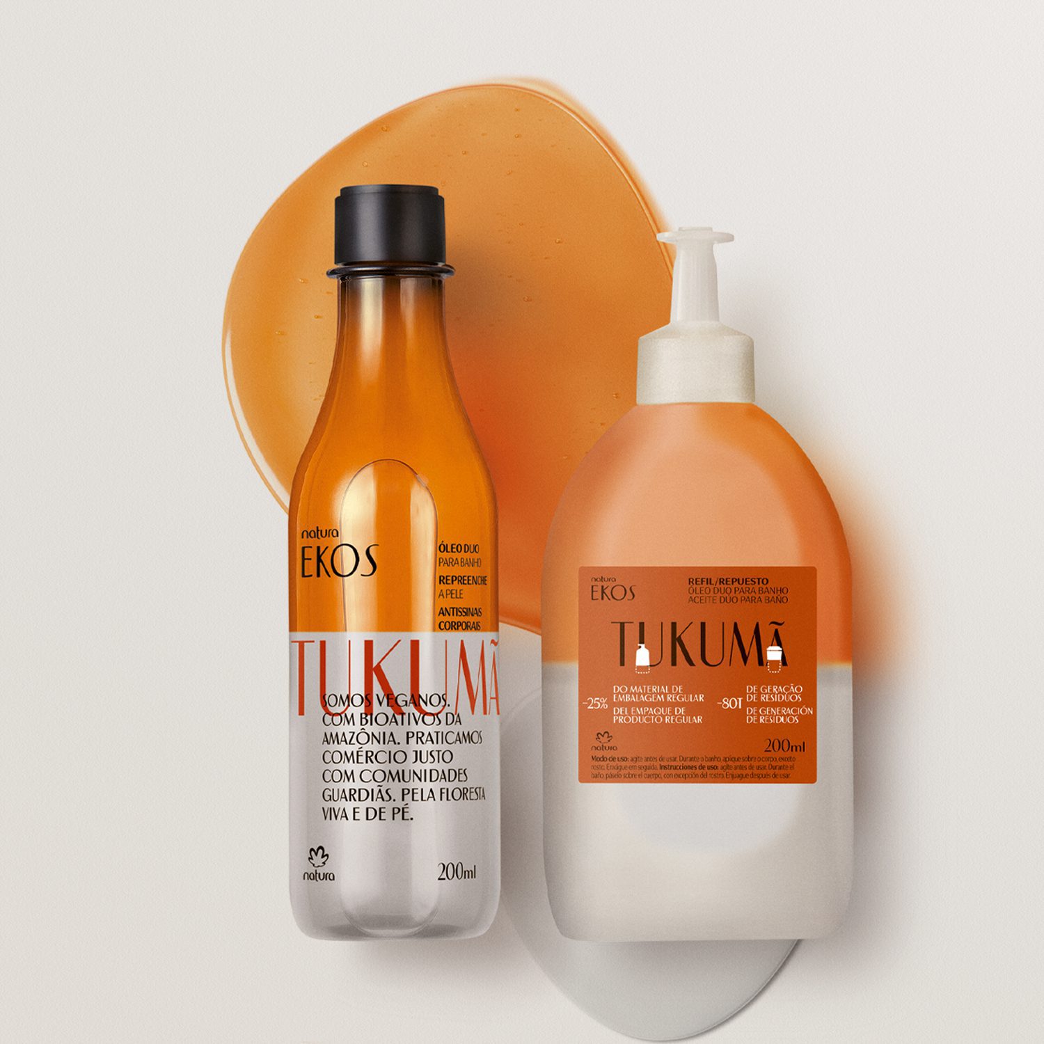 Kit Oleo Bifasico Desodorante Corporal Ekos Tukuma Com Refil 200 ml 2 Produtos 4 Fragrância fresca do Ekos Tukumã