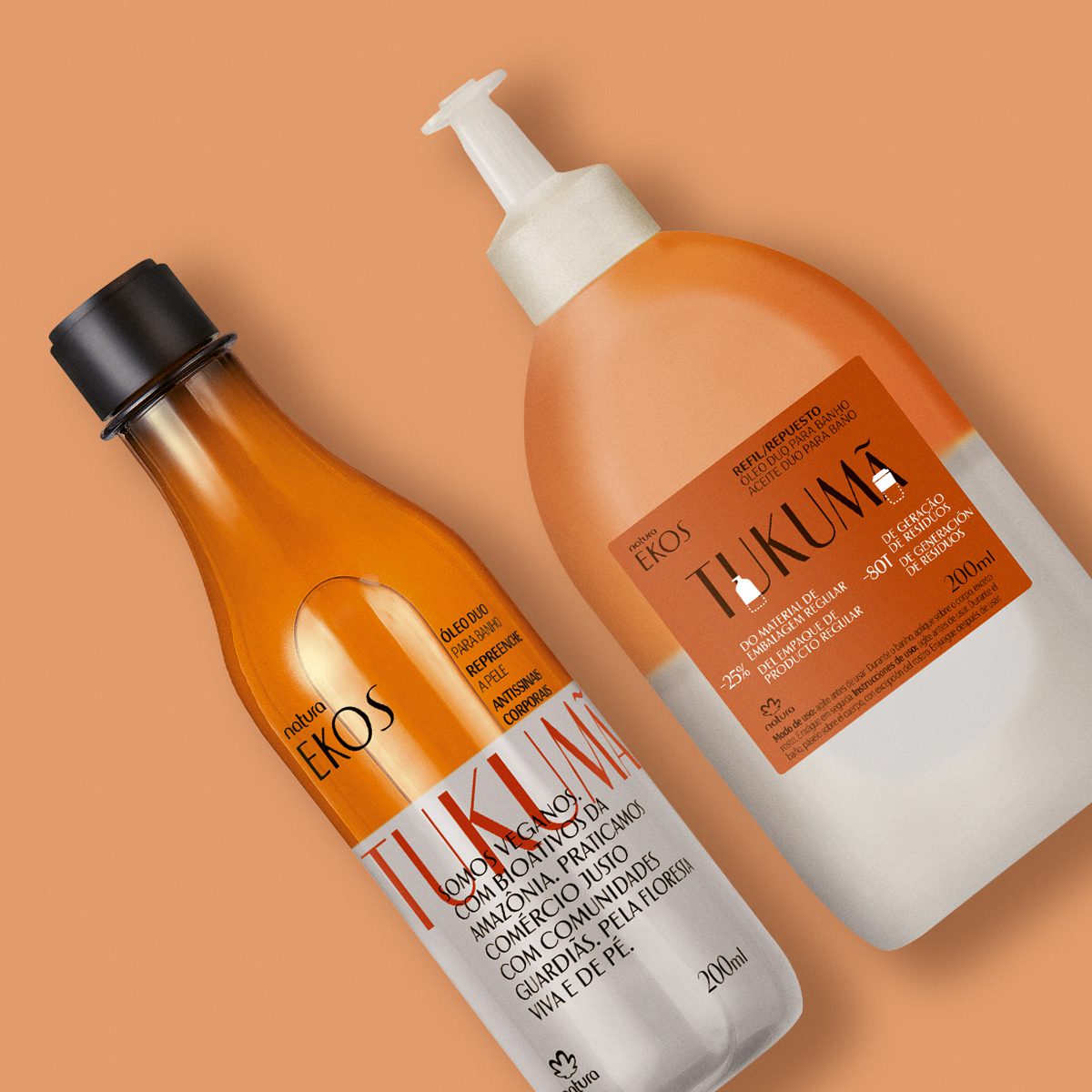 Kit Oleo Bifasico Desodorante Corporal Ekos Tukuma Com Refil 200 ml 2 Produtos