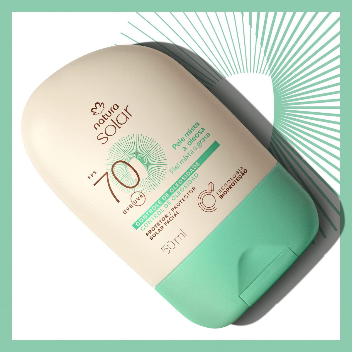 Protetor Solar Facial Pele Mista A Oleosa Fps 70 Natura Solar 50 ml