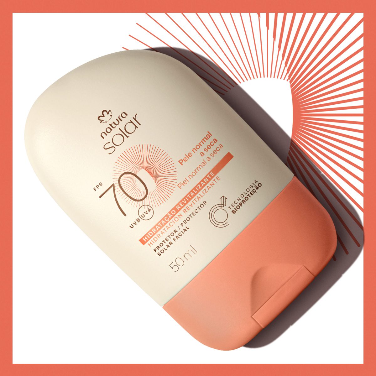 Protetor Solar Facial Pele Normal A Seca Fps 70 Natura Solar 50 ml