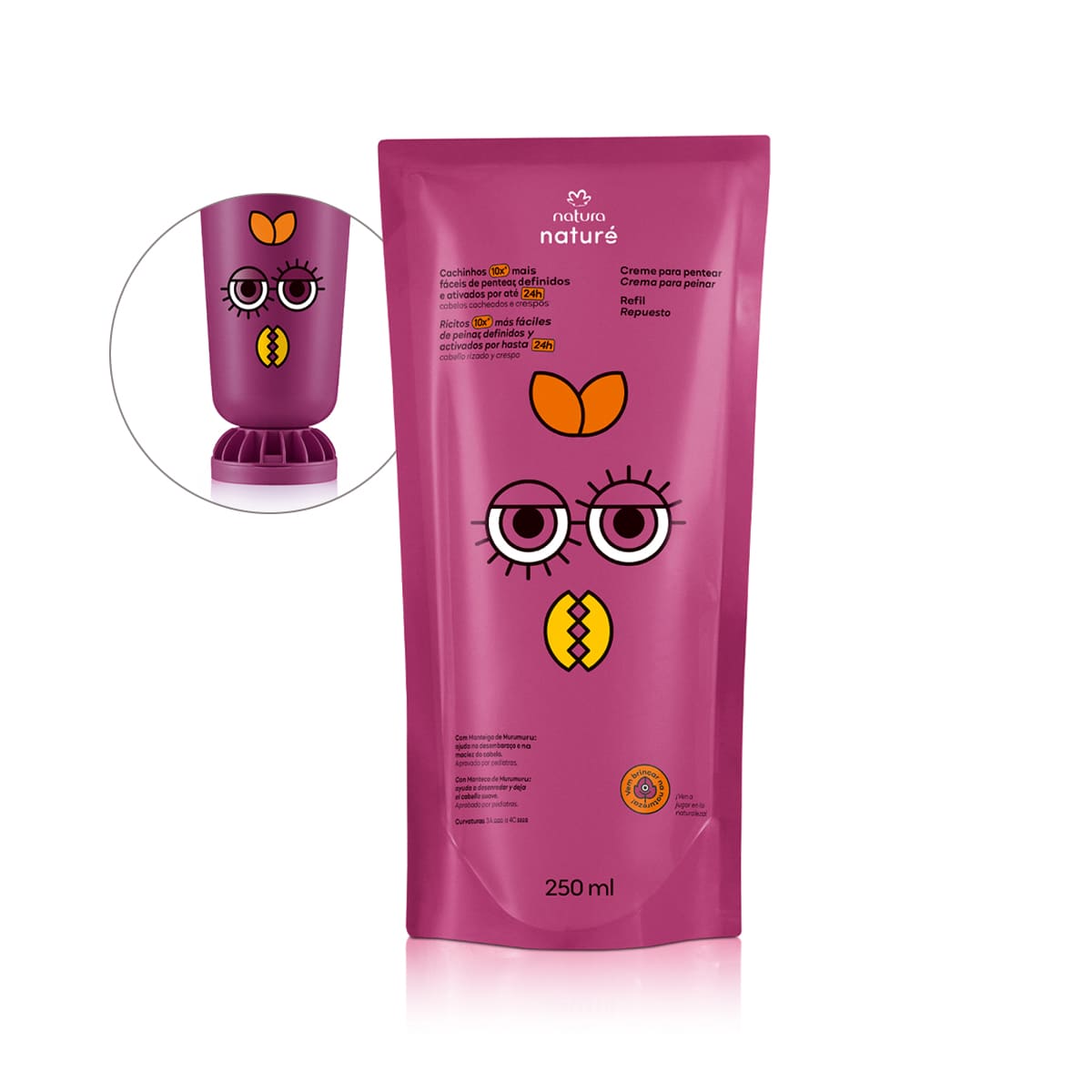 Refil Creme Para Pentear Cabelos Cacheados E Crespos Nature 250 ml