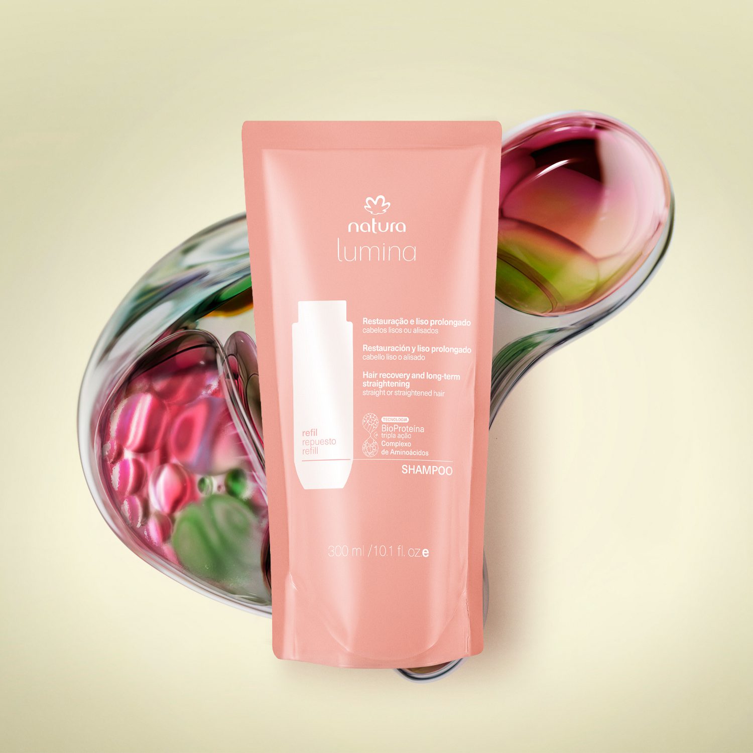 Refil Shampoo Lumina Restaurador Para Restauracao E Liso Prolongado 300 ml