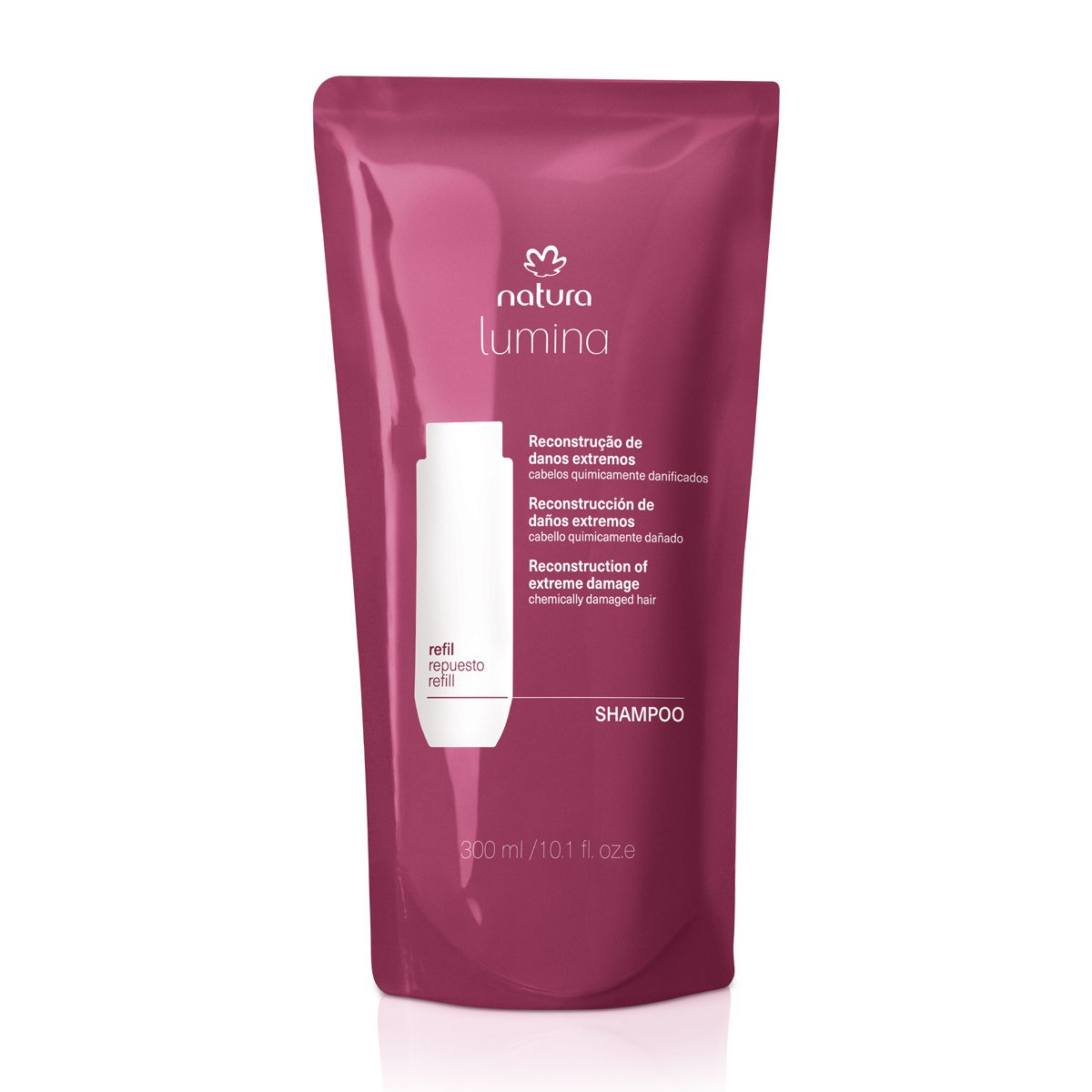 Refil Shampoo Reestruturante Para Cabelos Quimicamente Danificados Lumina
