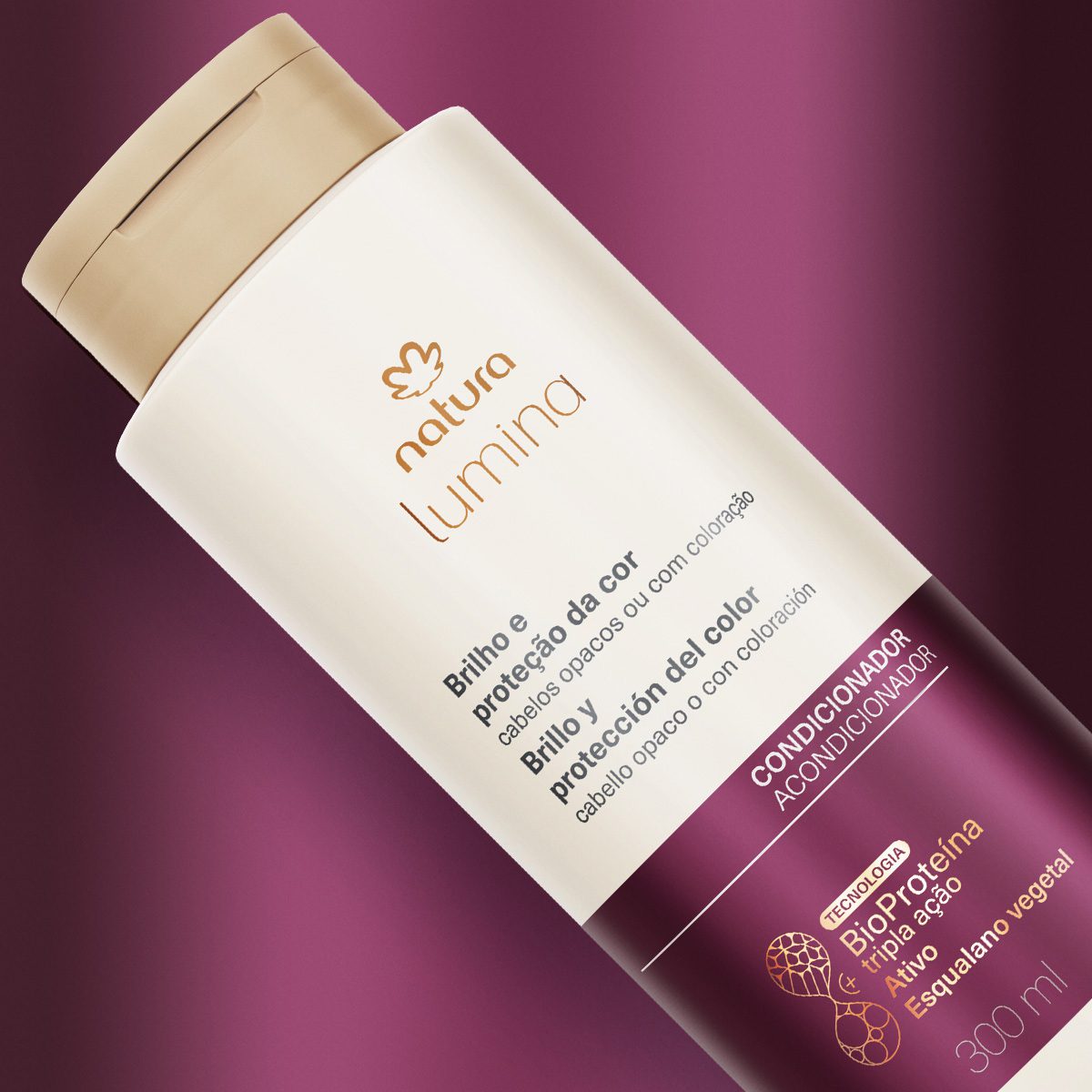 Condicionador Protetor Para Cabelos Opacos Ou Com Coloracao Lumina 300 ml 3 Condicionador Lumina Proteção da Cor