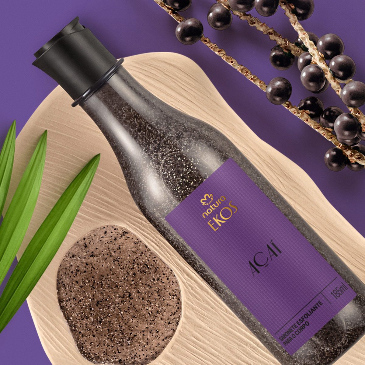 Sabonete Liquido Esfoliante Para O Corpo Ekos Acai 185 ml