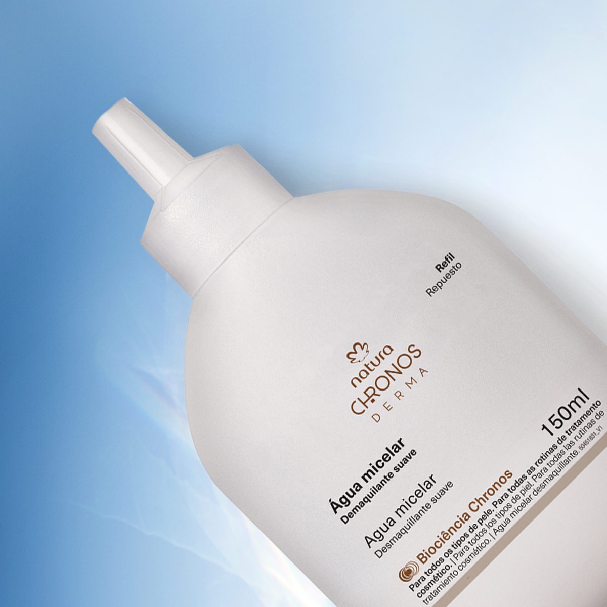 Refil Agua Micelar Demaquilante Suave Chronos Derma 150 ml 4 Refil Água Micelar Demaquilante Suave Chronos Derma