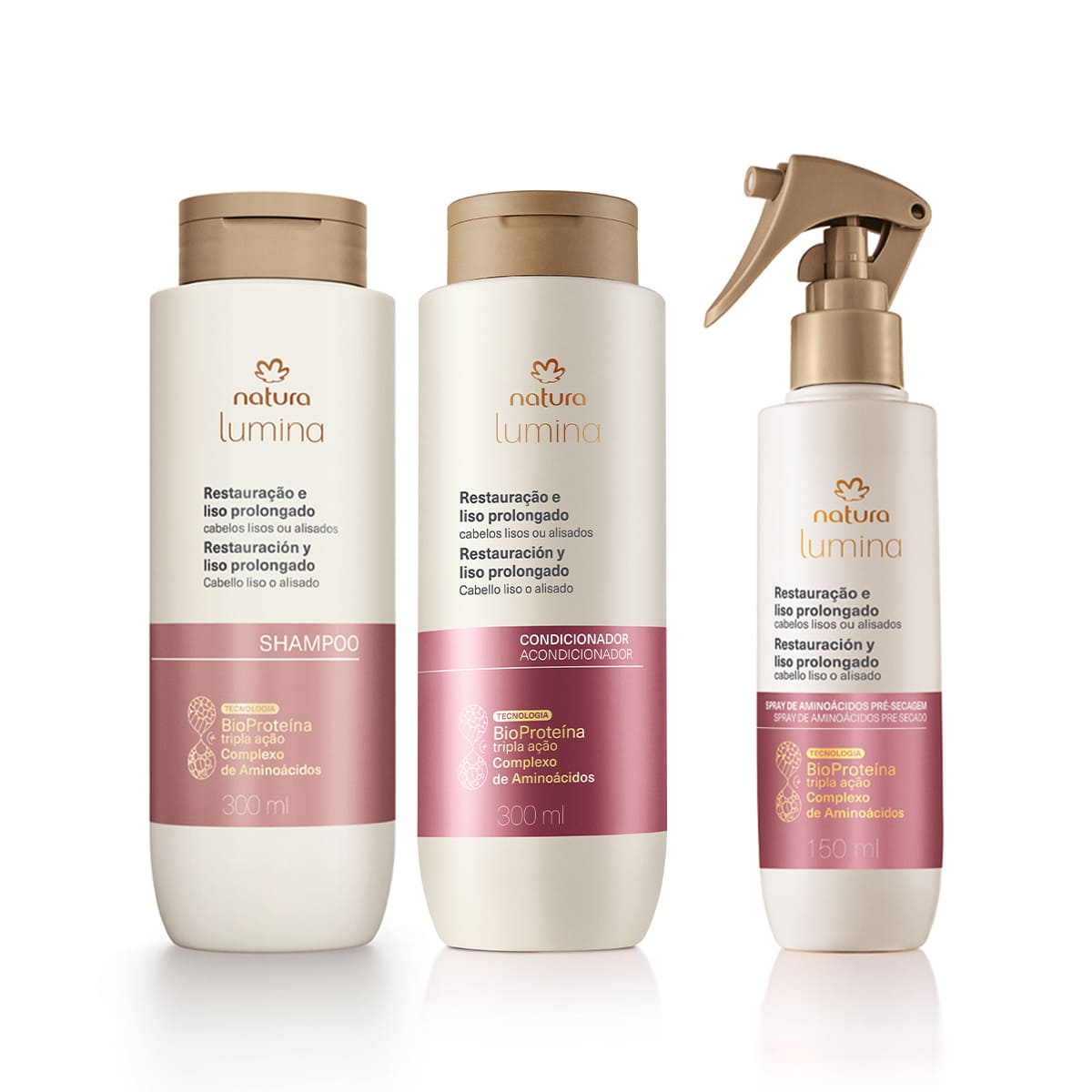 1763099966 215 Kit Shampoo Condicionador E Spray Lumina Para Restauracao E Liso