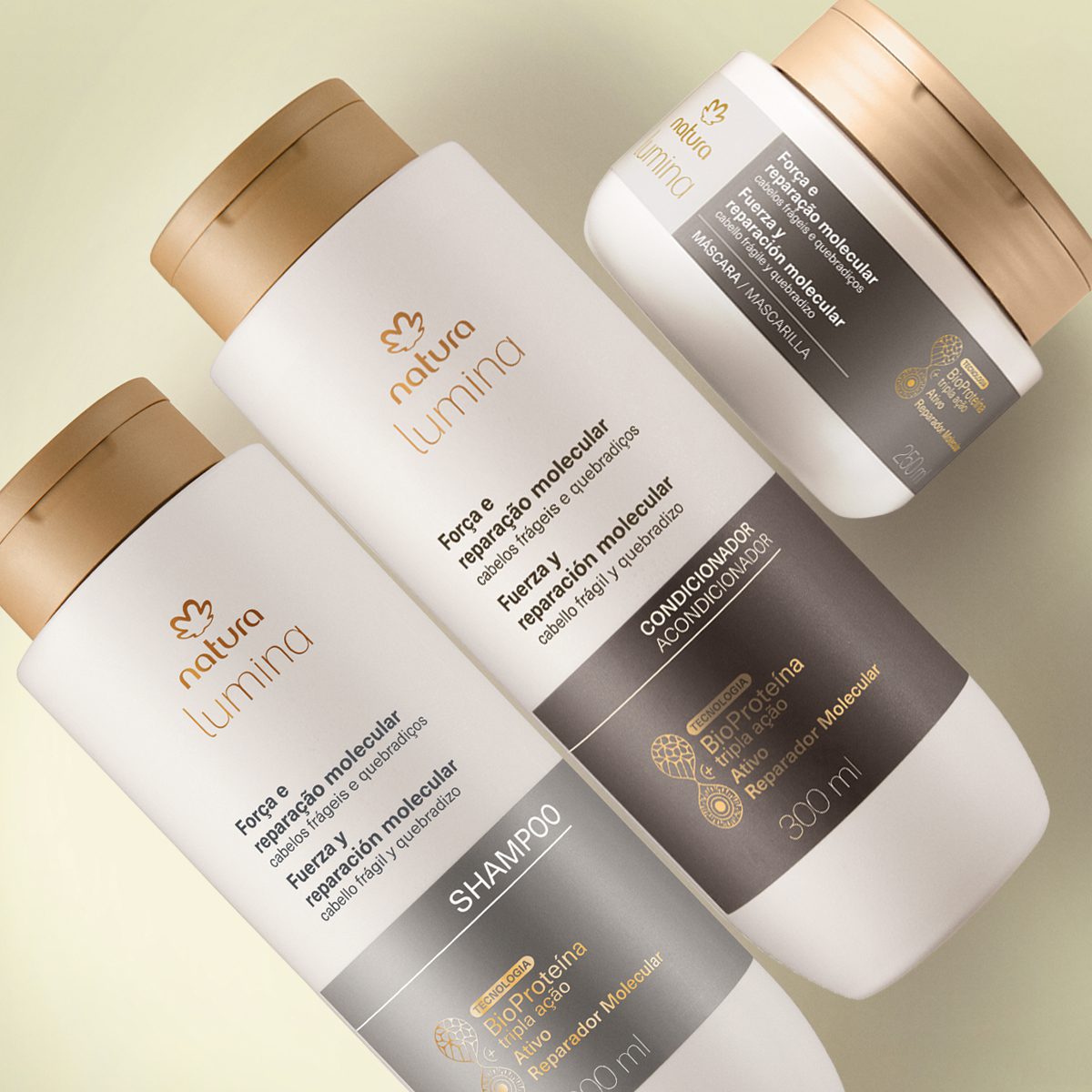 Kit Shampoo, Condicionador e Máscara Lumina Força e Reparação Molecular (3 produtos) 3 Mais força e reparação molecular para o seu cabelo