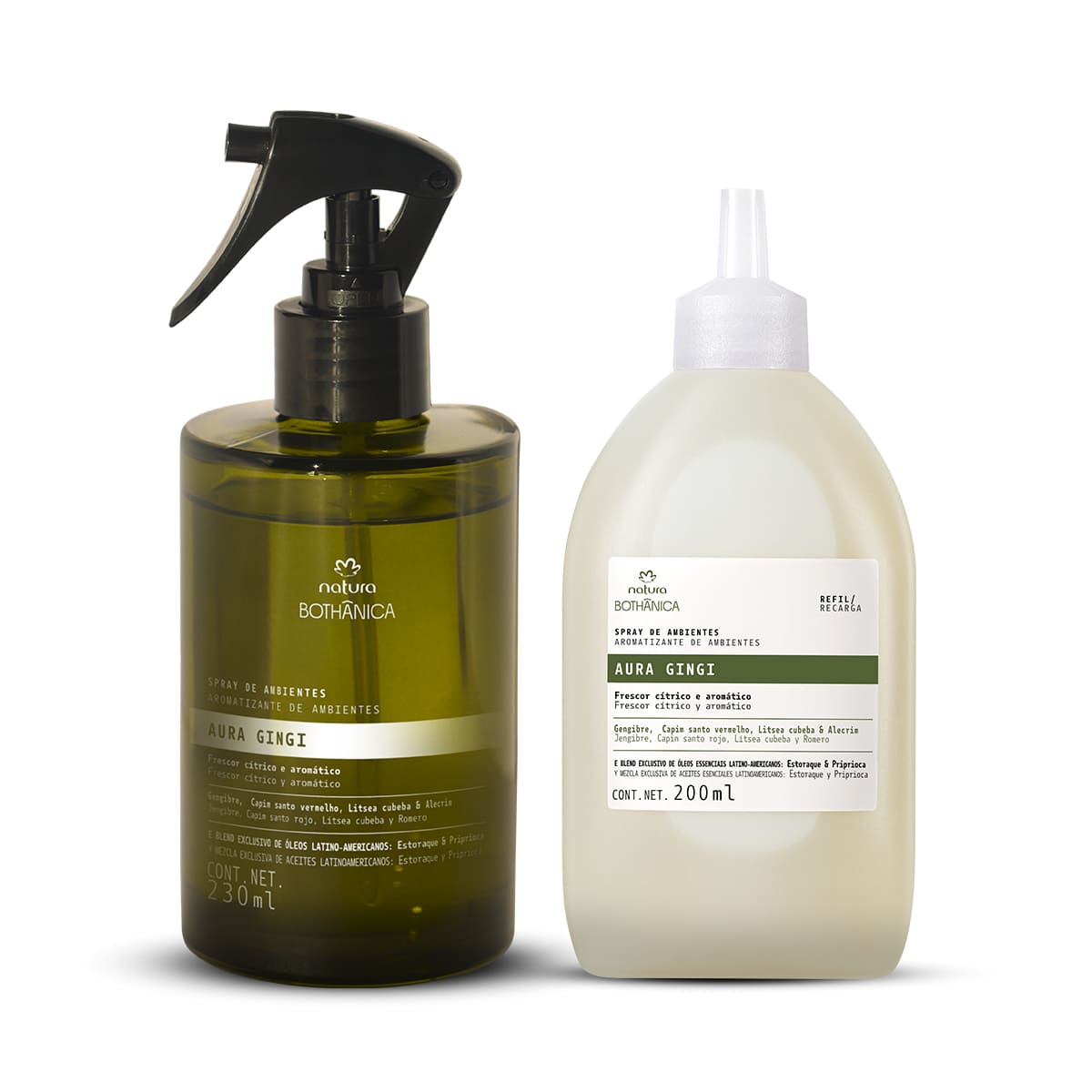 Detalhe do kit Spray e Refil Aura Gingi