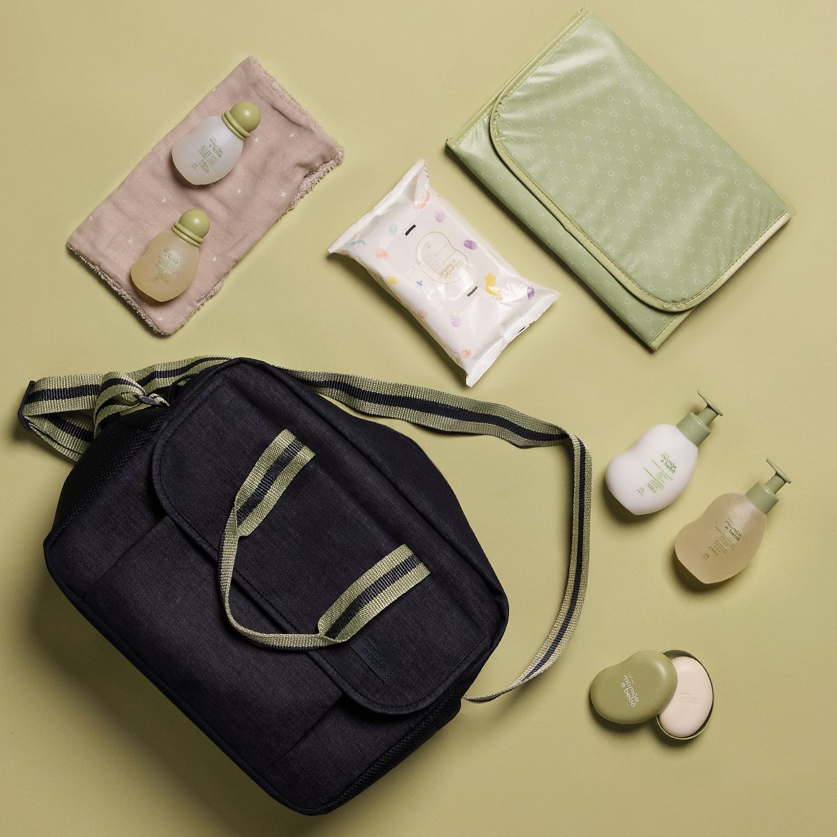 Kit Mamae E Bebe Com Bolsa E Trocador 7 Produtos 3 Detalhe da Bolsa com Trocador do Kit Mamãe e Bebê