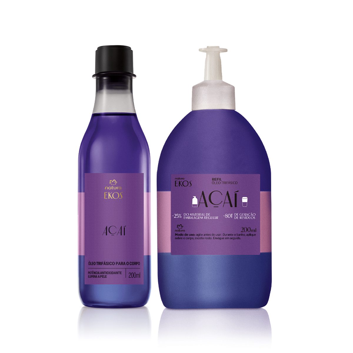Kit Oleo Trifasico Desodorante Corporal Ekos Acai Com Refil 200 ml