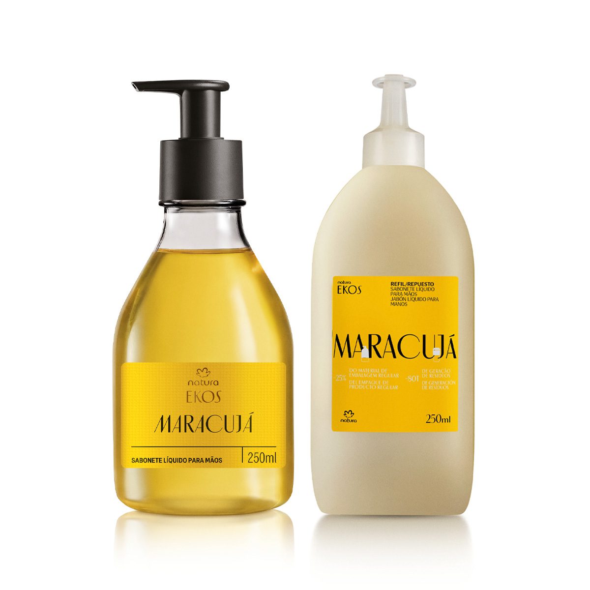 Kit Sabonete Liquido Para Maos Ekos Maracuja Com Refil 250 ml