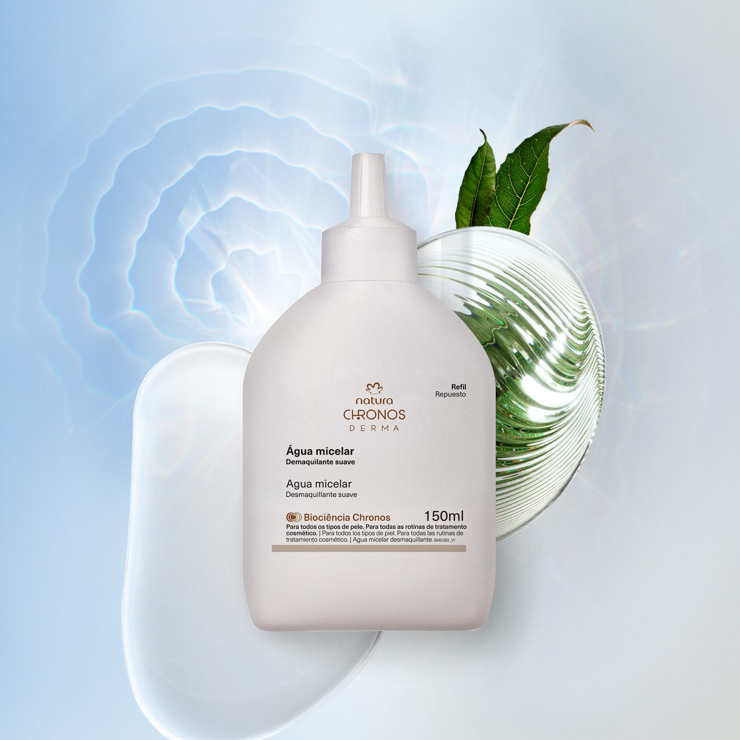 Refil Agua Micelar Demaquilante Suave Chronos Derma 150 ml