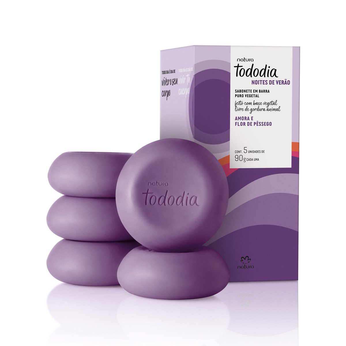 Sabonete Em Barra Puro Vegetal Tododia Amora E Flor De Pessego 5 Un De 90 G
