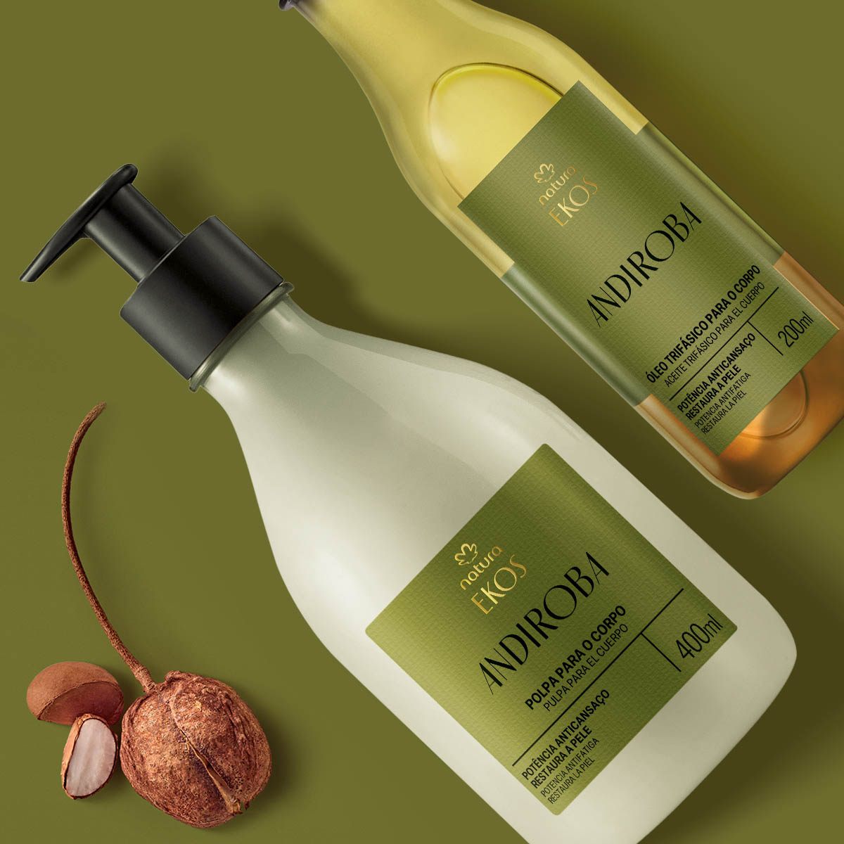 Kit Ekos Andiroba Creme E Oleo Trifasico Para O Corpo 5 Kit completo Ekos Andiroba em embalagens elegantes