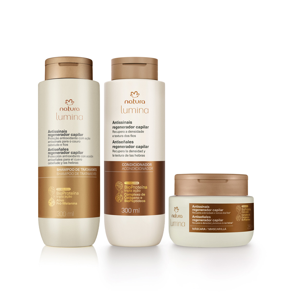 Kit Lumina Antissinais Regenerador Capilar (3 produtos) 4 Shampoo e condicionador do Kit Lumina em close-up