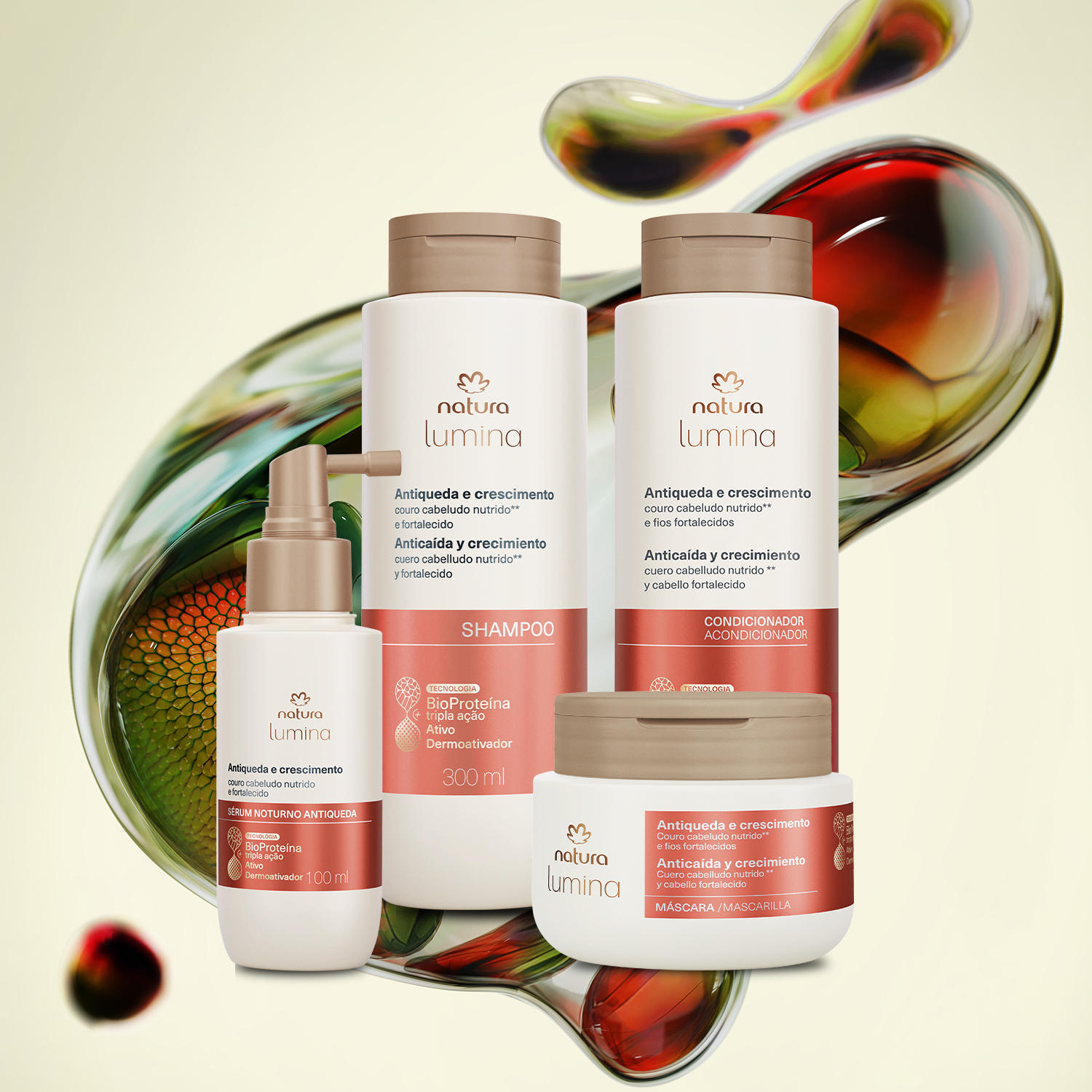 Shampoo e condicionador do kit Lumina
