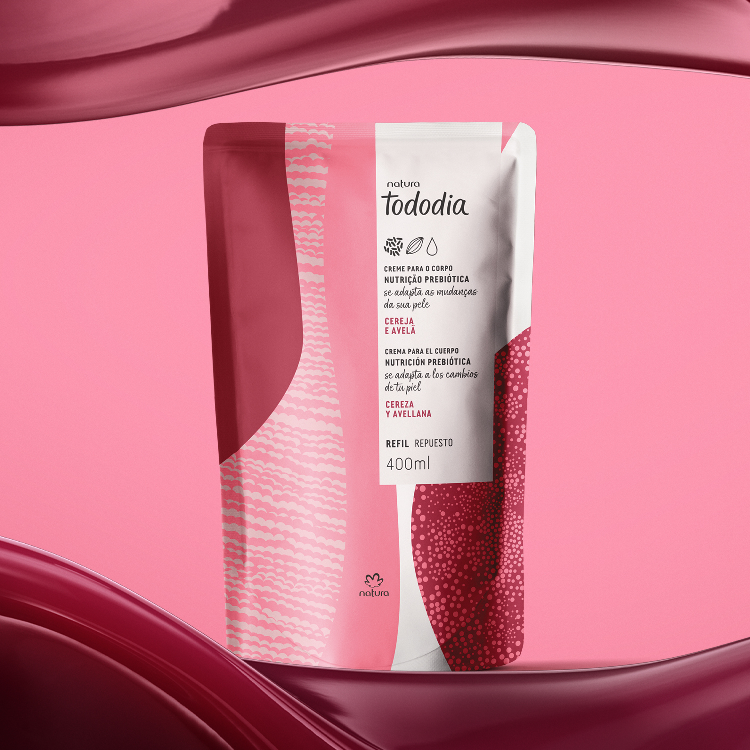Refil Creme Desodorante Nutritivo para o Corpo Tododia Cereja e Avelã 3 Imagem mobile do produto Tododia