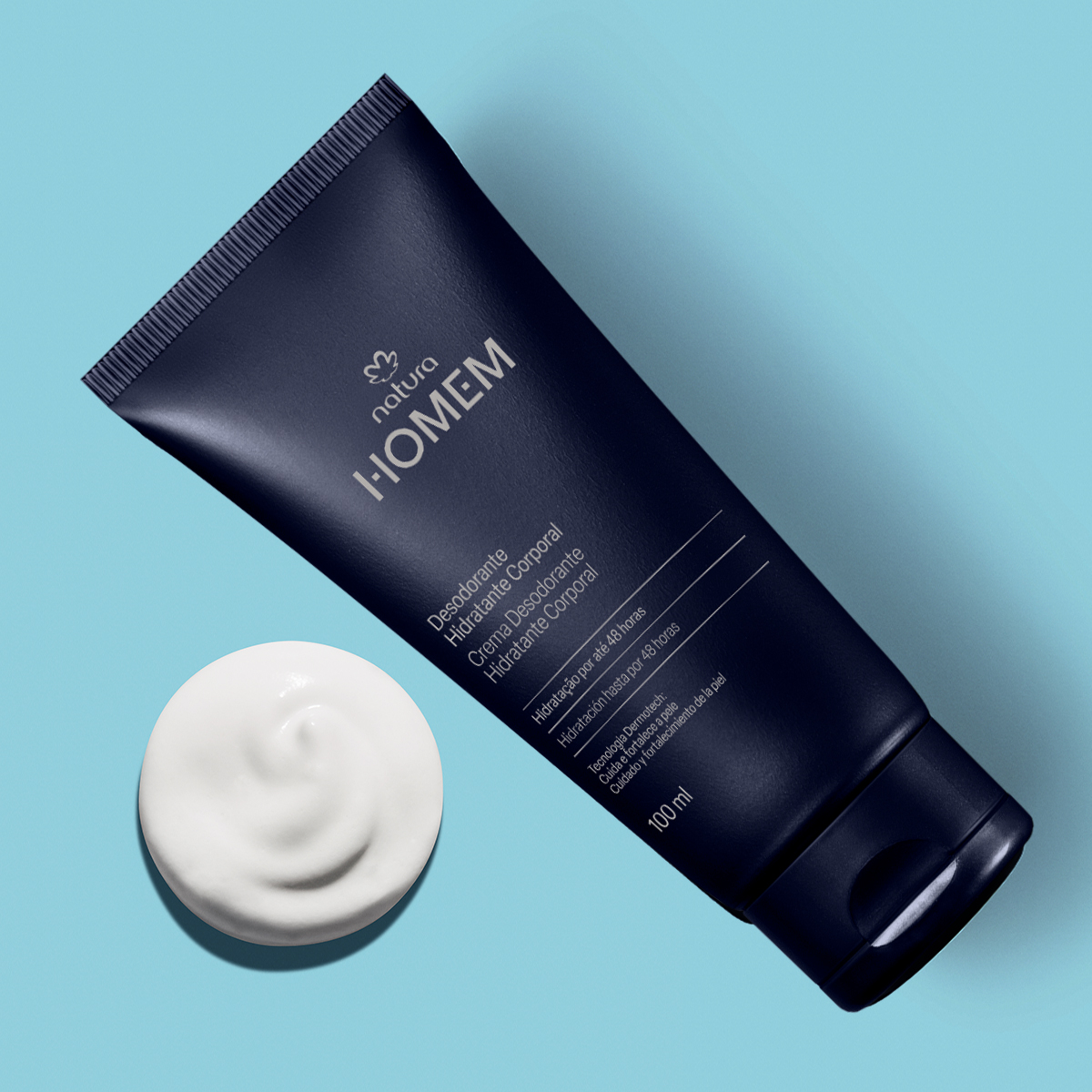 Creme Desodorante Hidratante Corporal Natura Homem 5 Imagem detalhada do produto em uso, pele hidratada