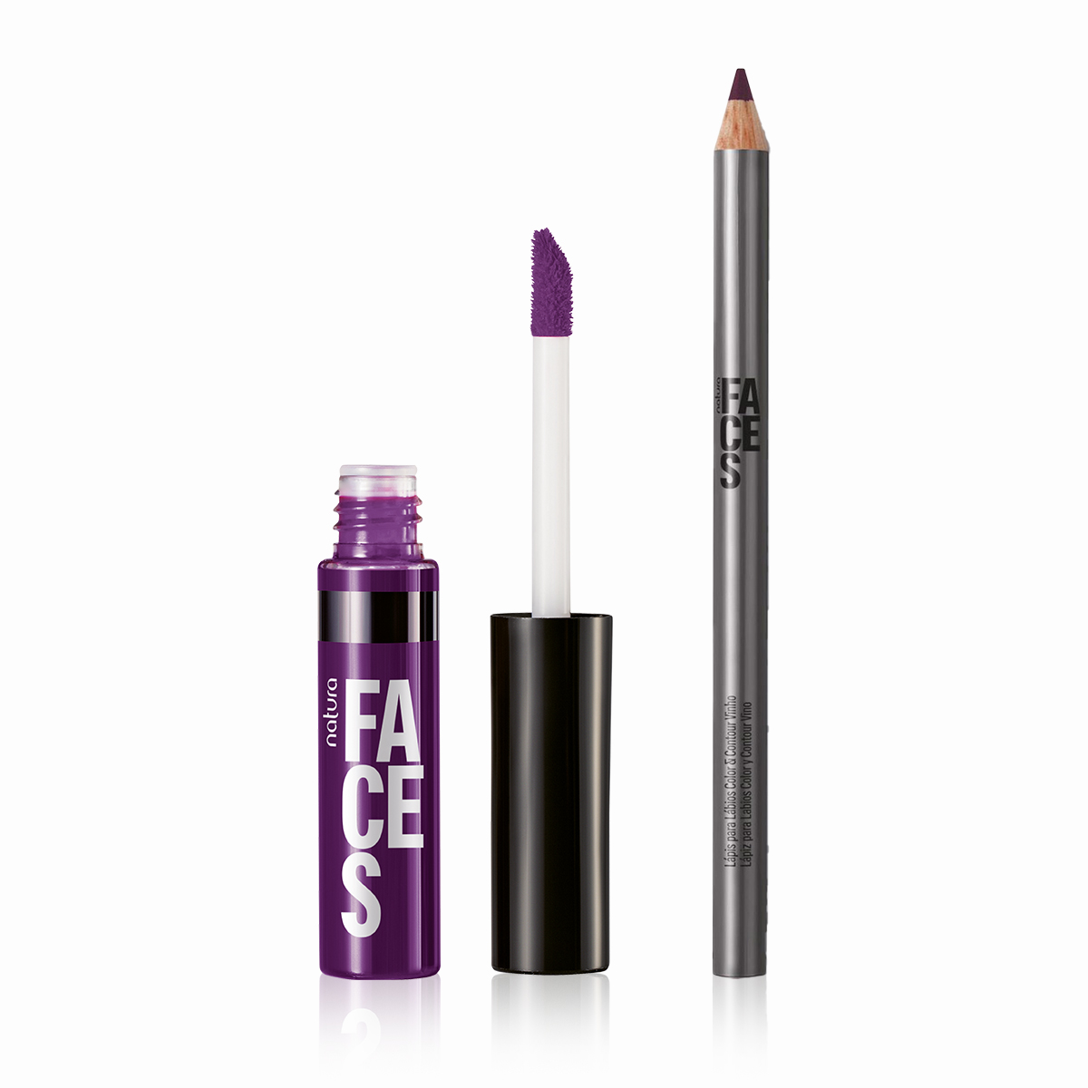 1766397503 566 Kit Faces Lapis Labial Vinho e Lip Tint Roxo Go