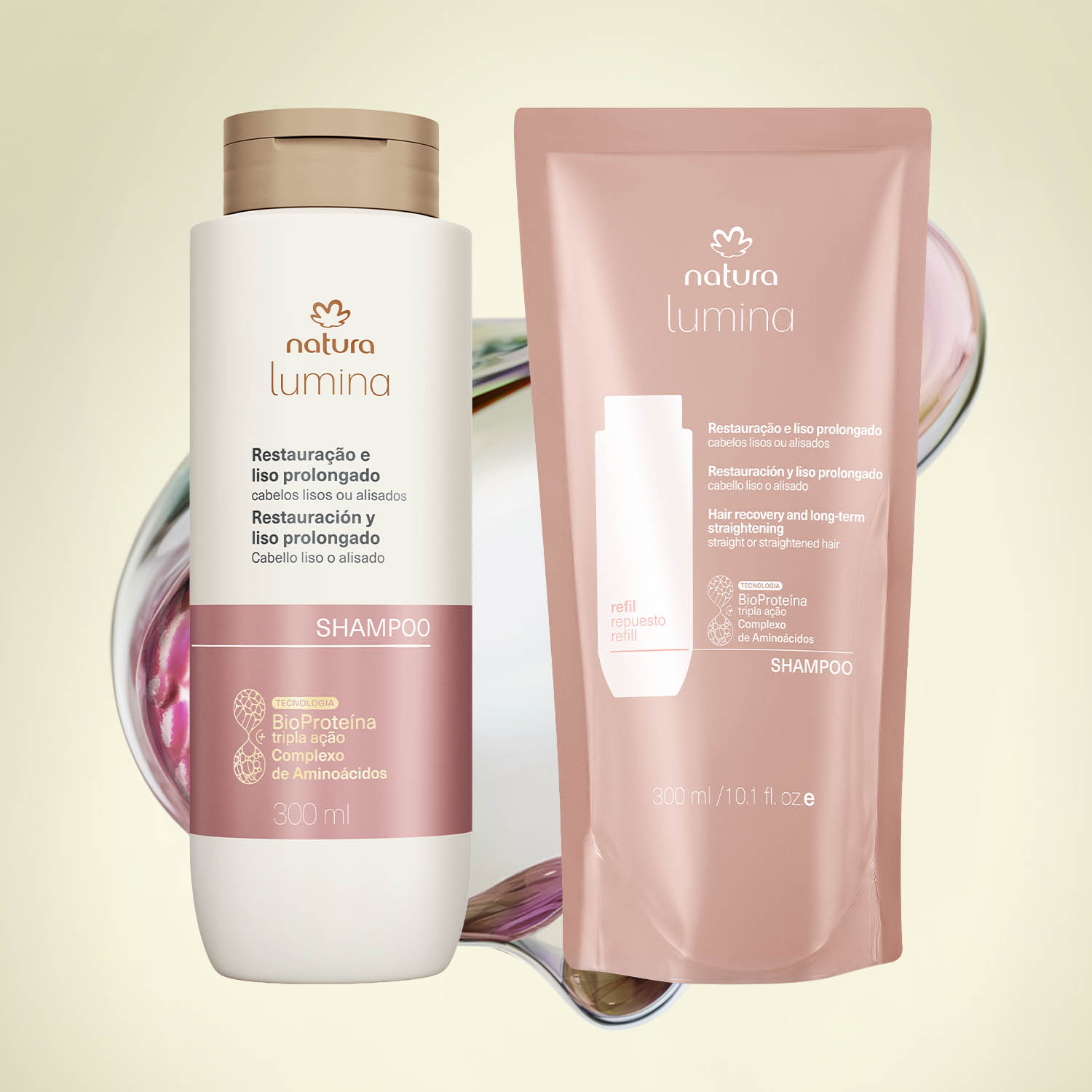 1766400012 209 Kit Shampoo com Refil Lumina Restauracao e Liso Prolongado
