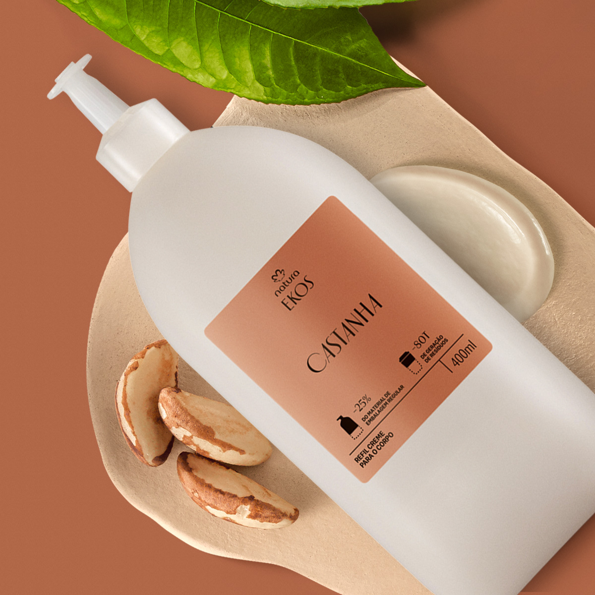 Refil Creme Desodorante Hidratante para o Corpo Ekos Castanha 5 Textura cremosa do hidratante Ekos Castanha