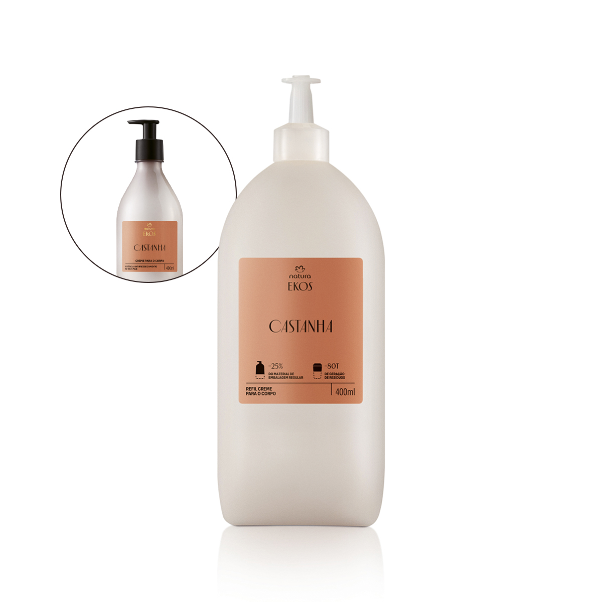 Refil Creme Desodorante Hidratante para o Corpo Ekos Castanha 4 Detalhe do creme Ekos Castanha em aplicação