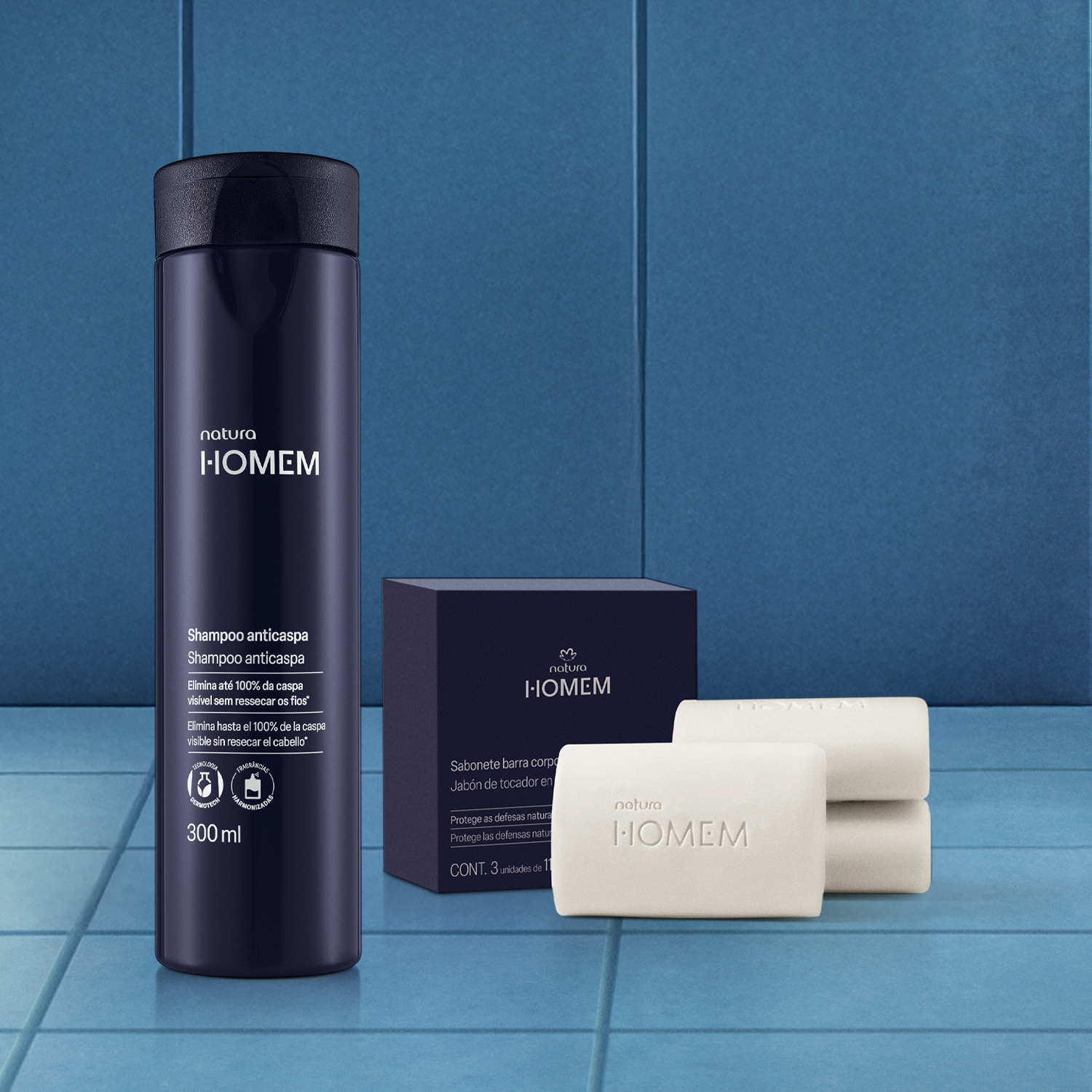 1766446788 992 Kit Shampoo Anticaspa e Sabonete Corpo e Barba Natura Homem