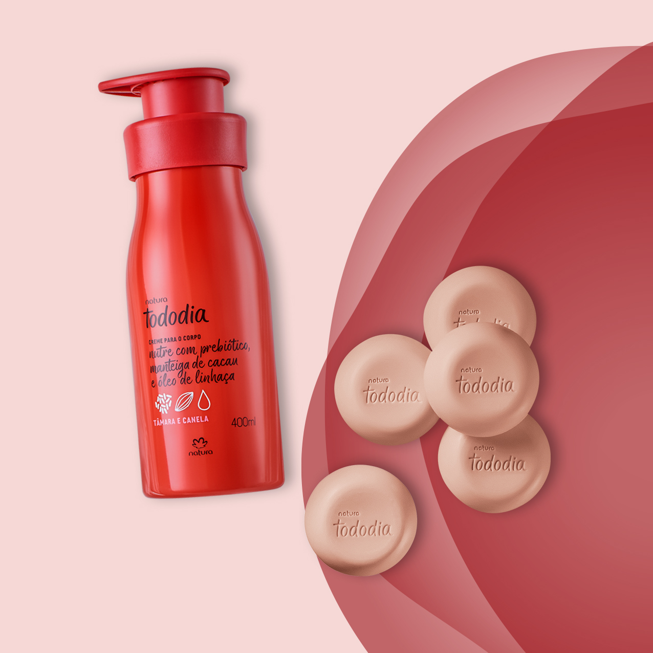 Detalhe do kit com sabonetes e creme
