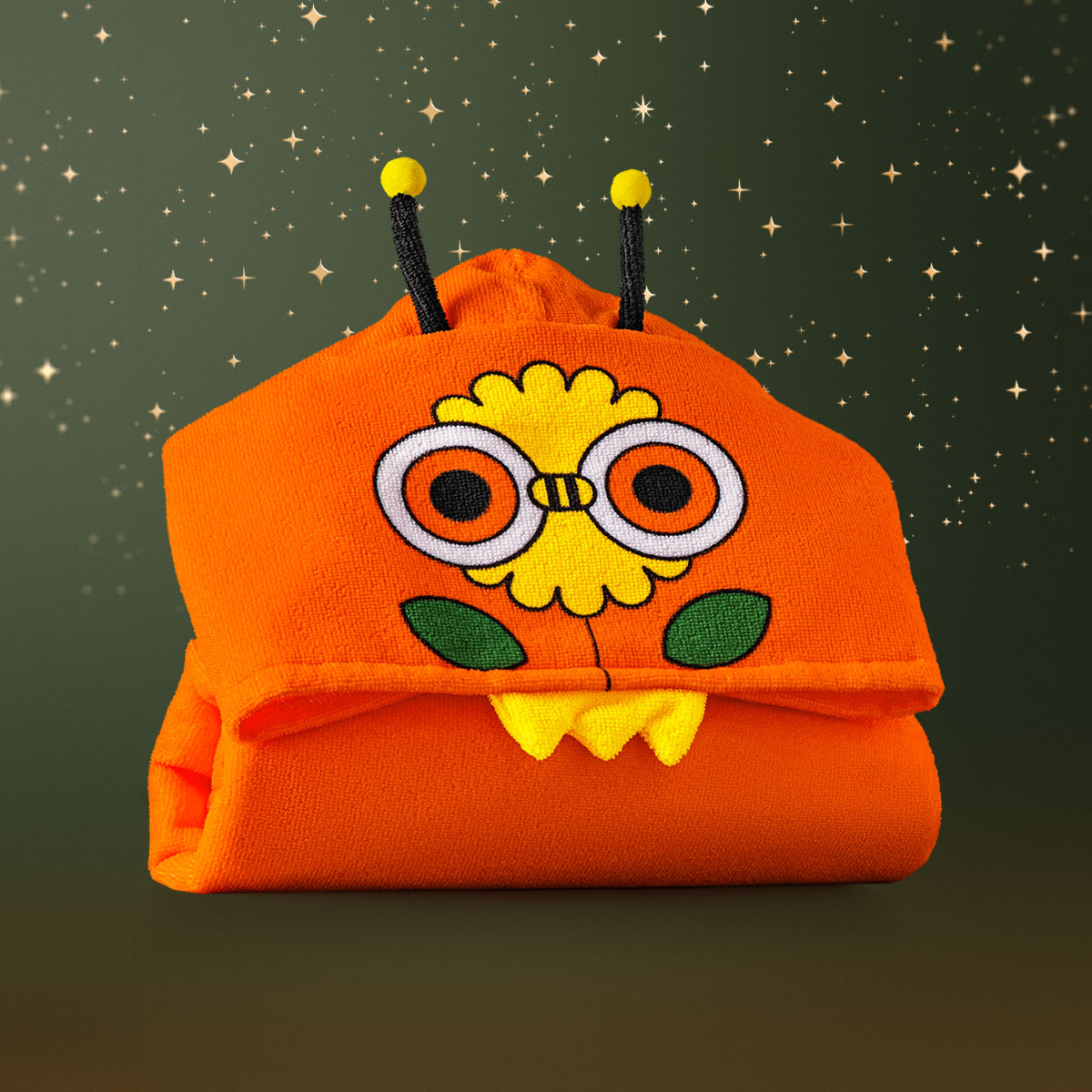 Poncho Atoalhado Naturé detalhe do aplique 3D