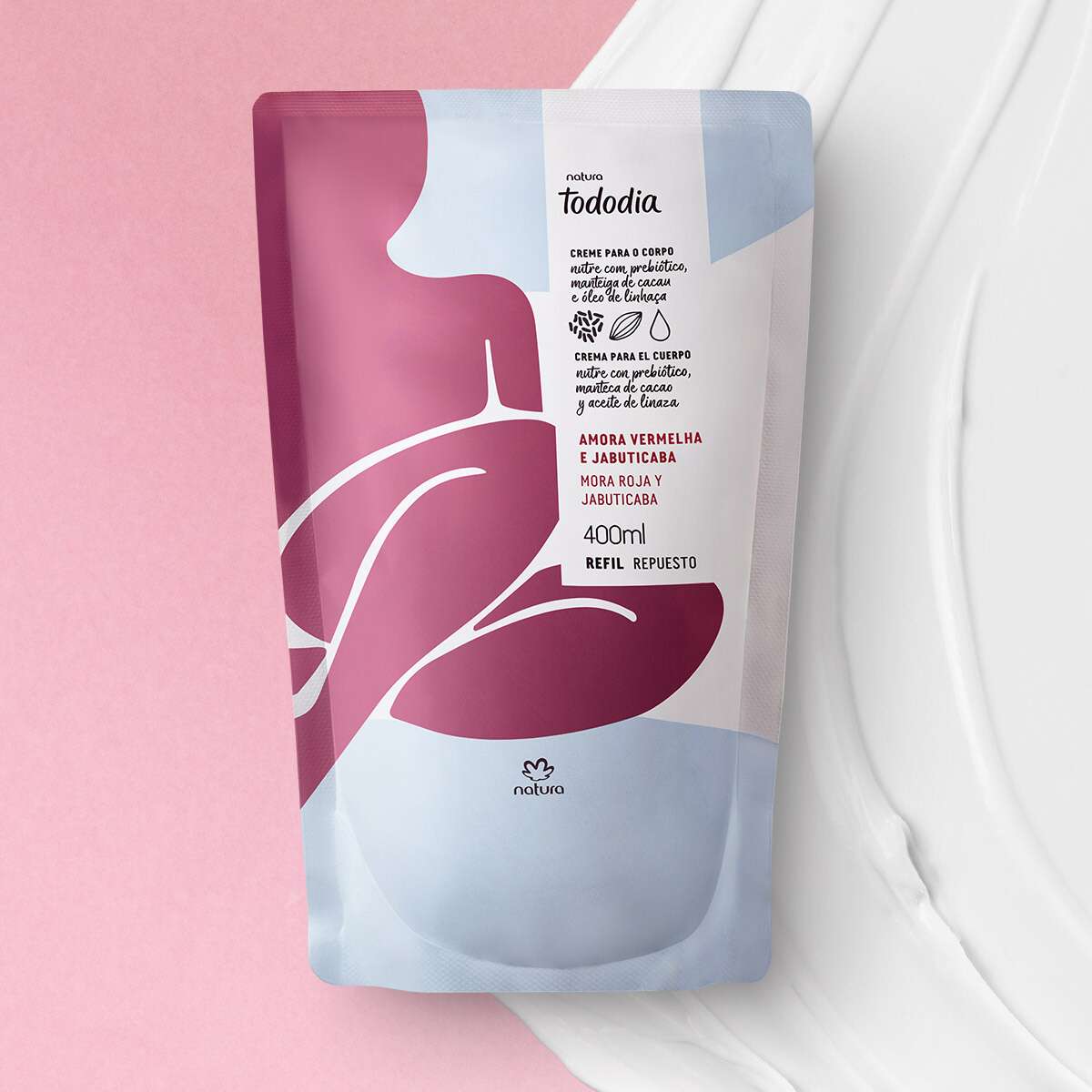 Refil Creme Desodorante Nutritivo para o Corpo Tododia Amora Vermelha e Jabuticaba 5 Outra visão do Refil Hidratante Natura Tododia
