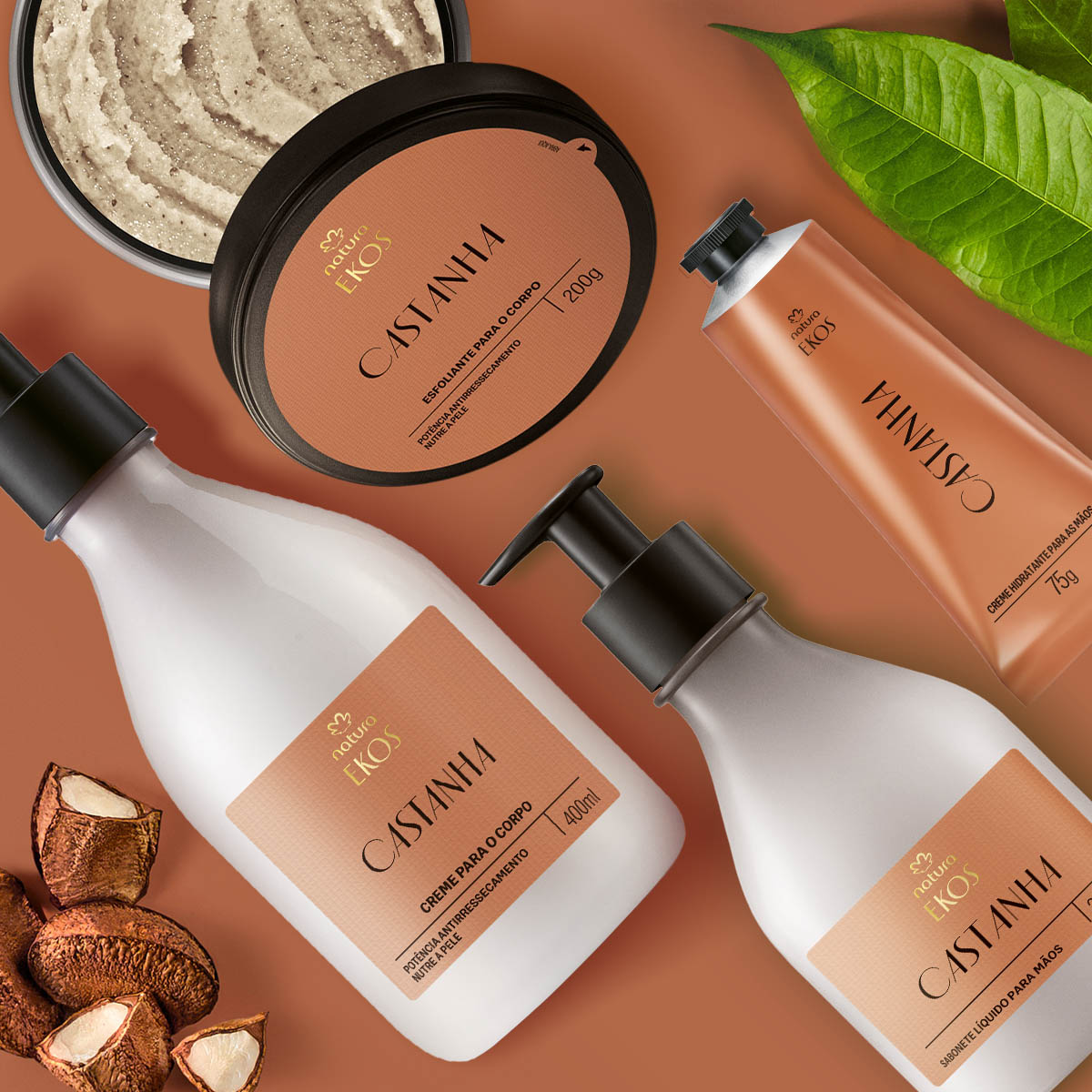 Kit Ekos Castanha Completo 5 Detalhe do esfoliante e hidratante Ekos Castanha