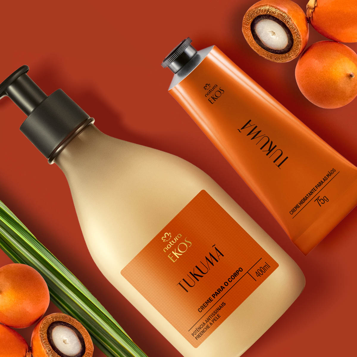 Detalhe do creme para mãos Ekos Tukumã