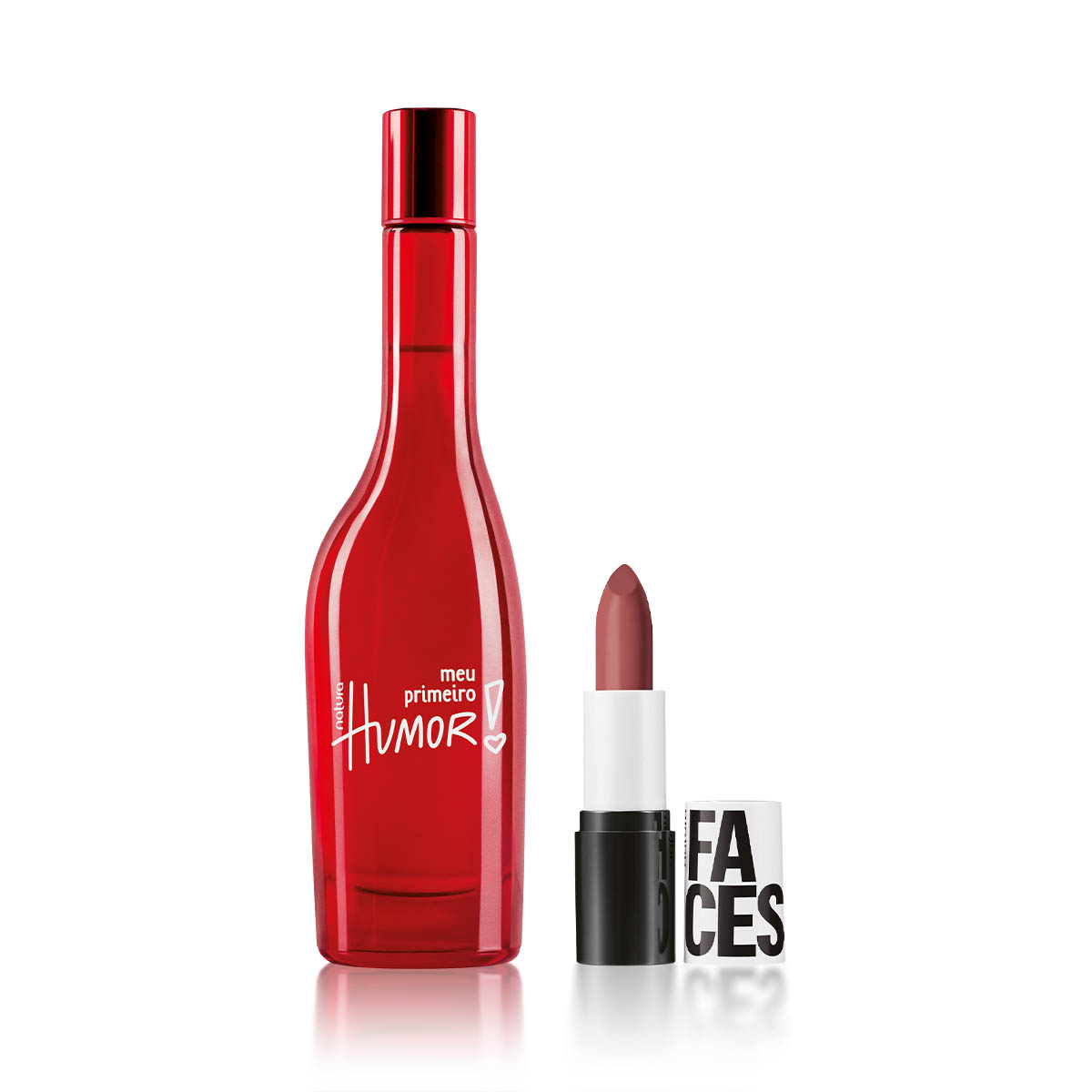 Kit Meu Primeiro Humor e Batom Matte Faces Cookie Nude 4 Batom Matte Faces Cookie Nude aplicado