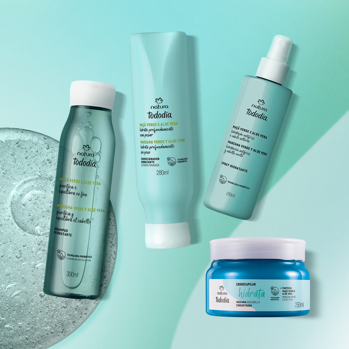 Kit Tododia Maçã Verde e Aloe Vera (4 produtos) 5 Máscara e spray do Kit Tododia em uso