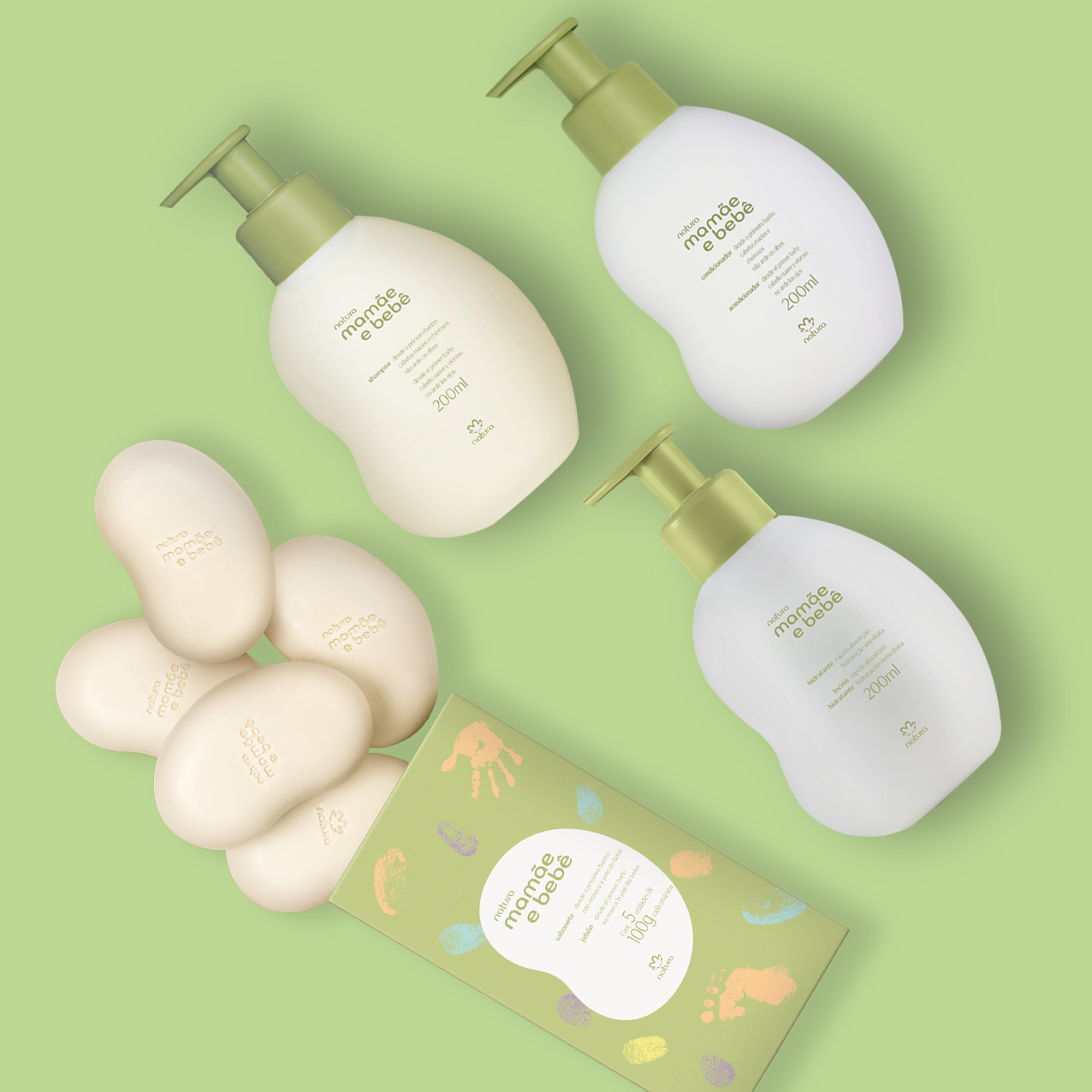 Sabonetes e hidratante do Kit Mamãe e Bebê