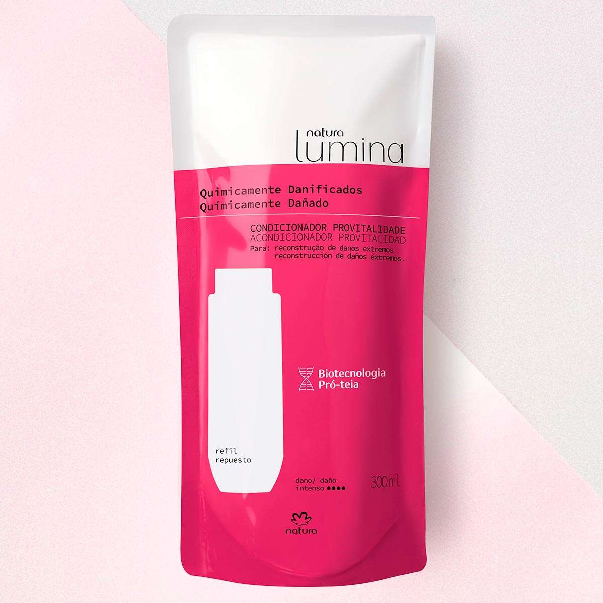 Refil Condicionador Provitalidade para Cabelos Quimicamente Danificados Lumina 5 Imagem close-up do Refil Lumina