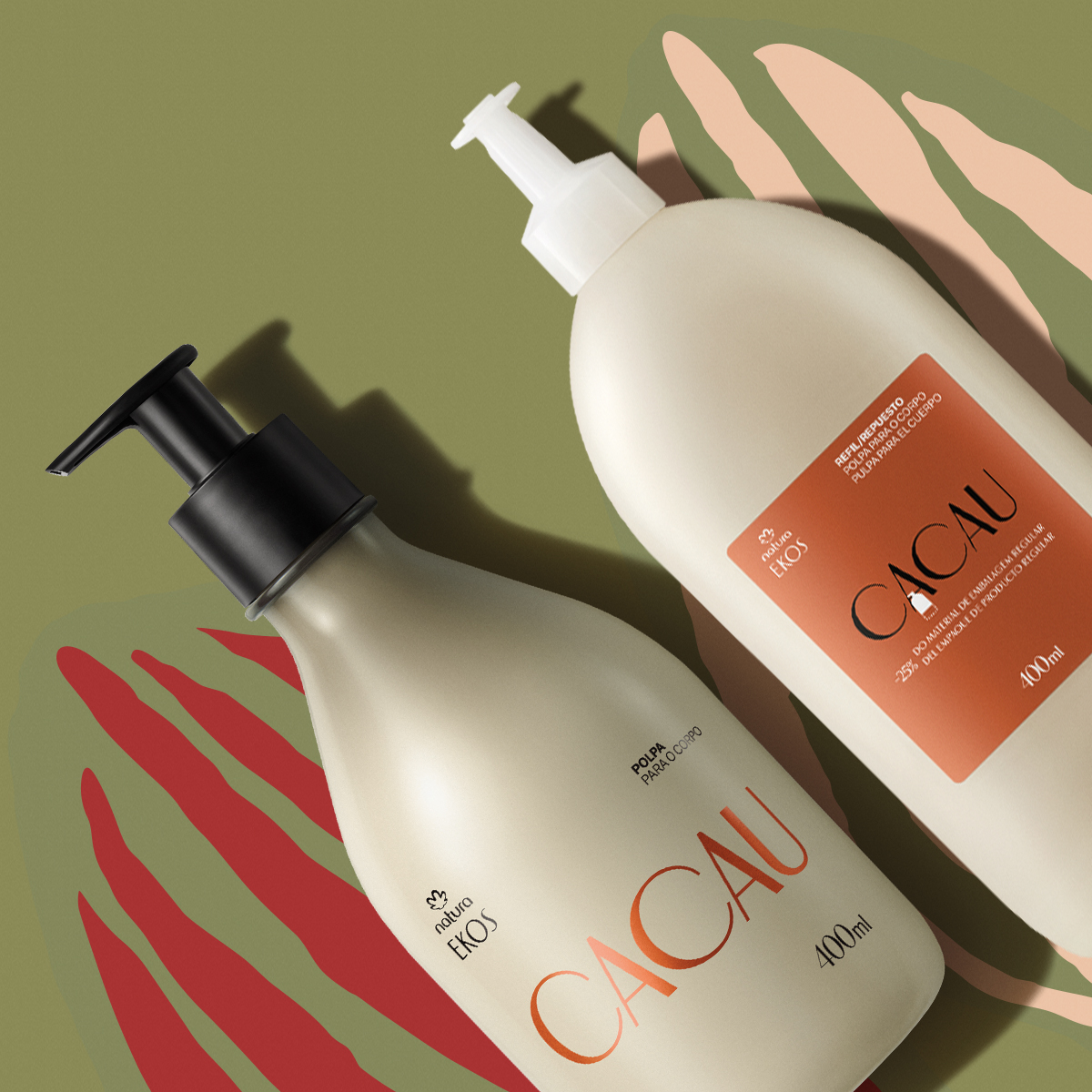 Kit Polpa Desodorante Hidratante para o Corpo Ekos Cacau com Refil 5 Produto Ekos Cacau ângulo 2
